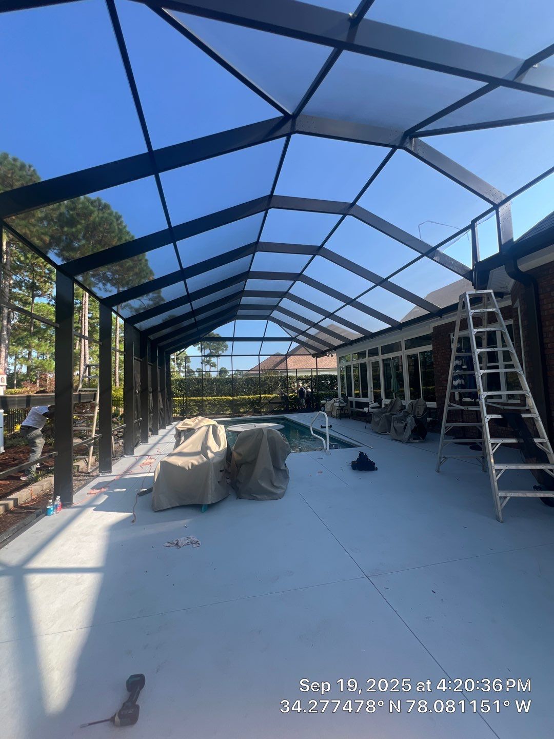 Pool Enclosure and Outdoor Living Space Storm Damage Repair in Leland, NC by RGR Construction and Roofing, LLC