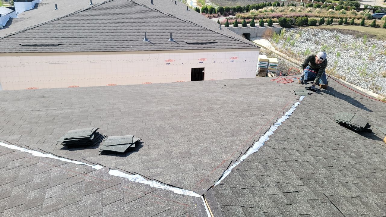Apartment Roofing Installation using GAF HDZ Shingles, GAF TPO and Pavers in Lewisville, TX by Roof Experts
