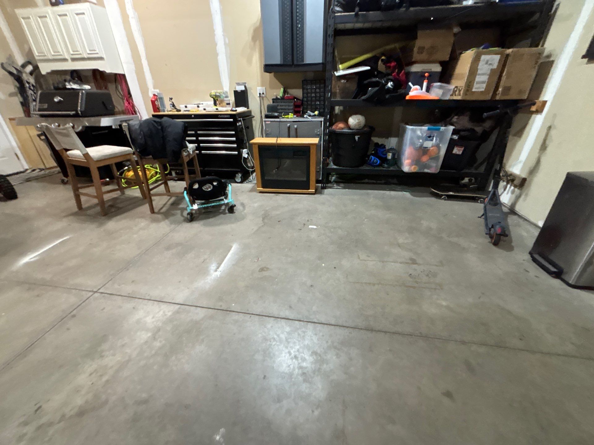 Full Garage Floor Resurfacing and Decorative Epoxy Flake Finish by Select Painting, Coatings & Garage Cabinets