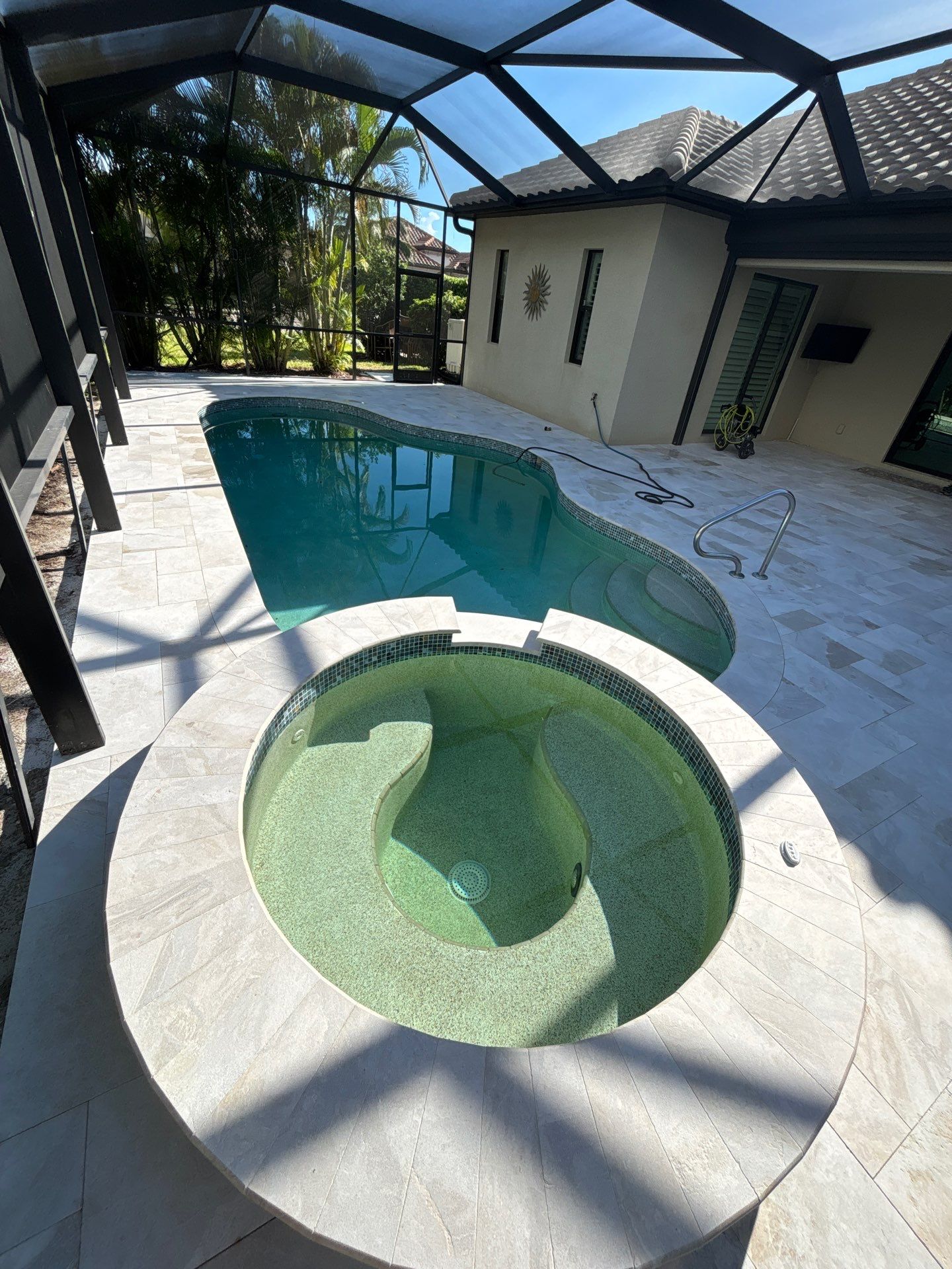 Textured Marble Pool Deck - Bonita National Golf & Country Club by Old Town Pavers Llc
