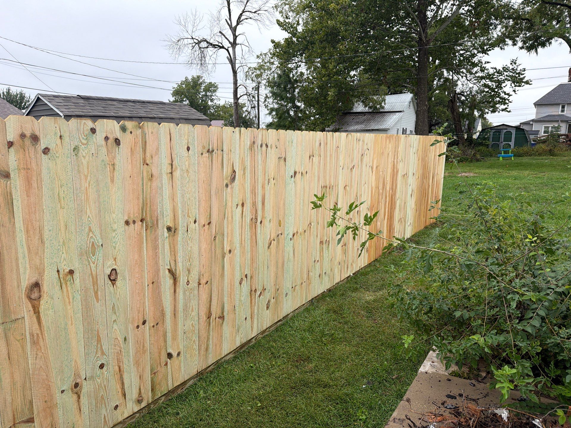 Custom Wood Privacy Fence and Black Chain Link Gate in Independence by Perfect Picket Fence and Stain