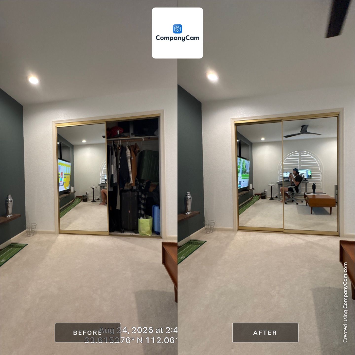 Phoenix Home Office Setup with Plantation Shutters and AV Installation by CompanyCam Sales Demo