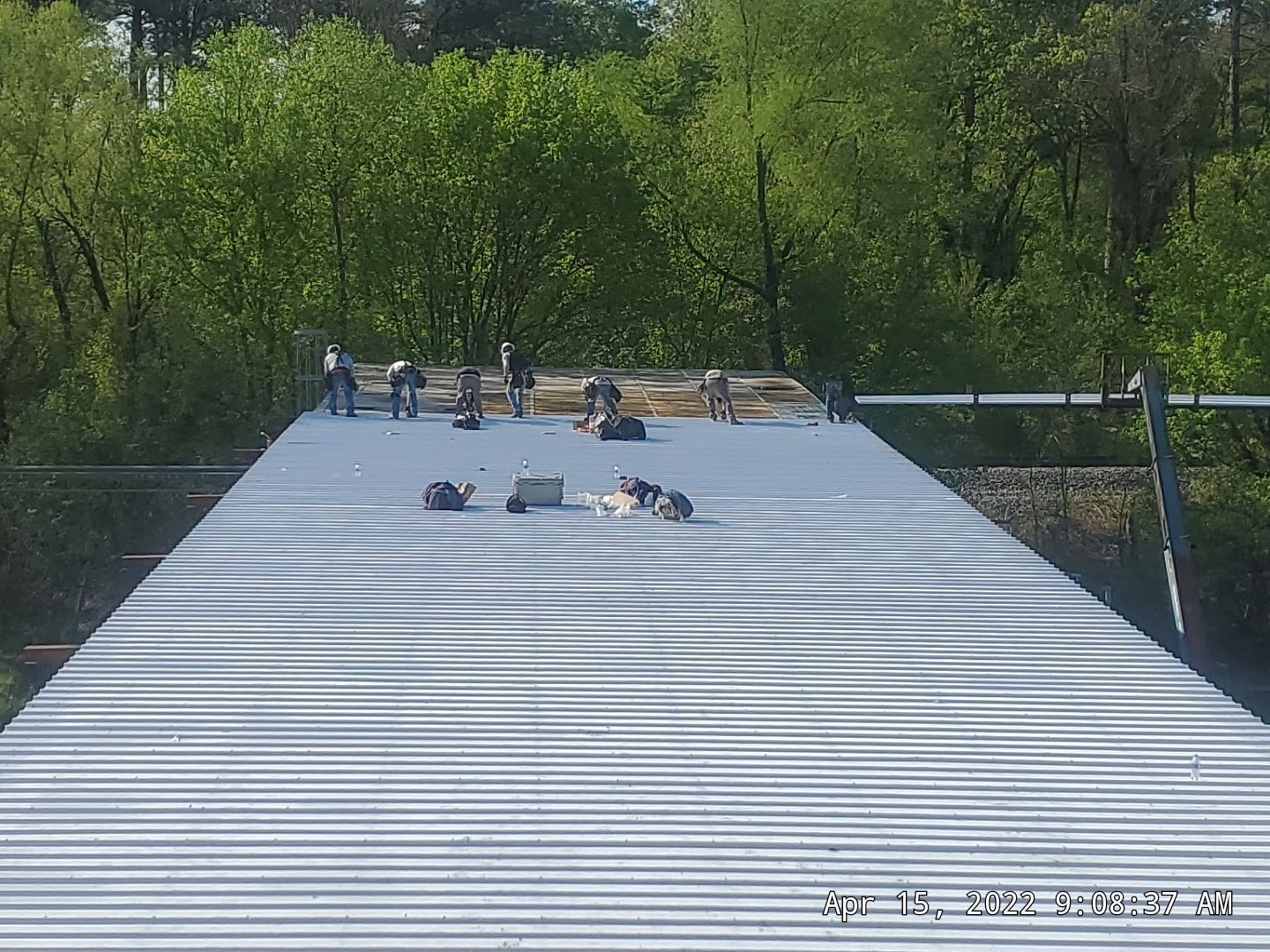 Commercial Roofing Installation using Aluminum Roofing panels by Hostetler Roofing