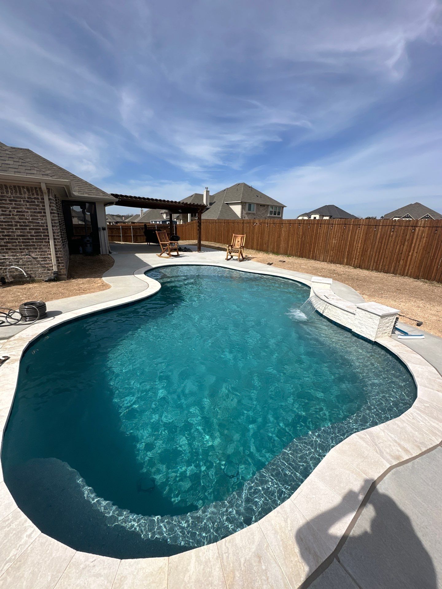 Large Freeform Pool with Tanning Ledge by Pinnacle Pools and Spas - DFW