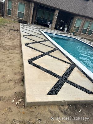 Modern Geometric Pool with Raised Wall and Paver Deck