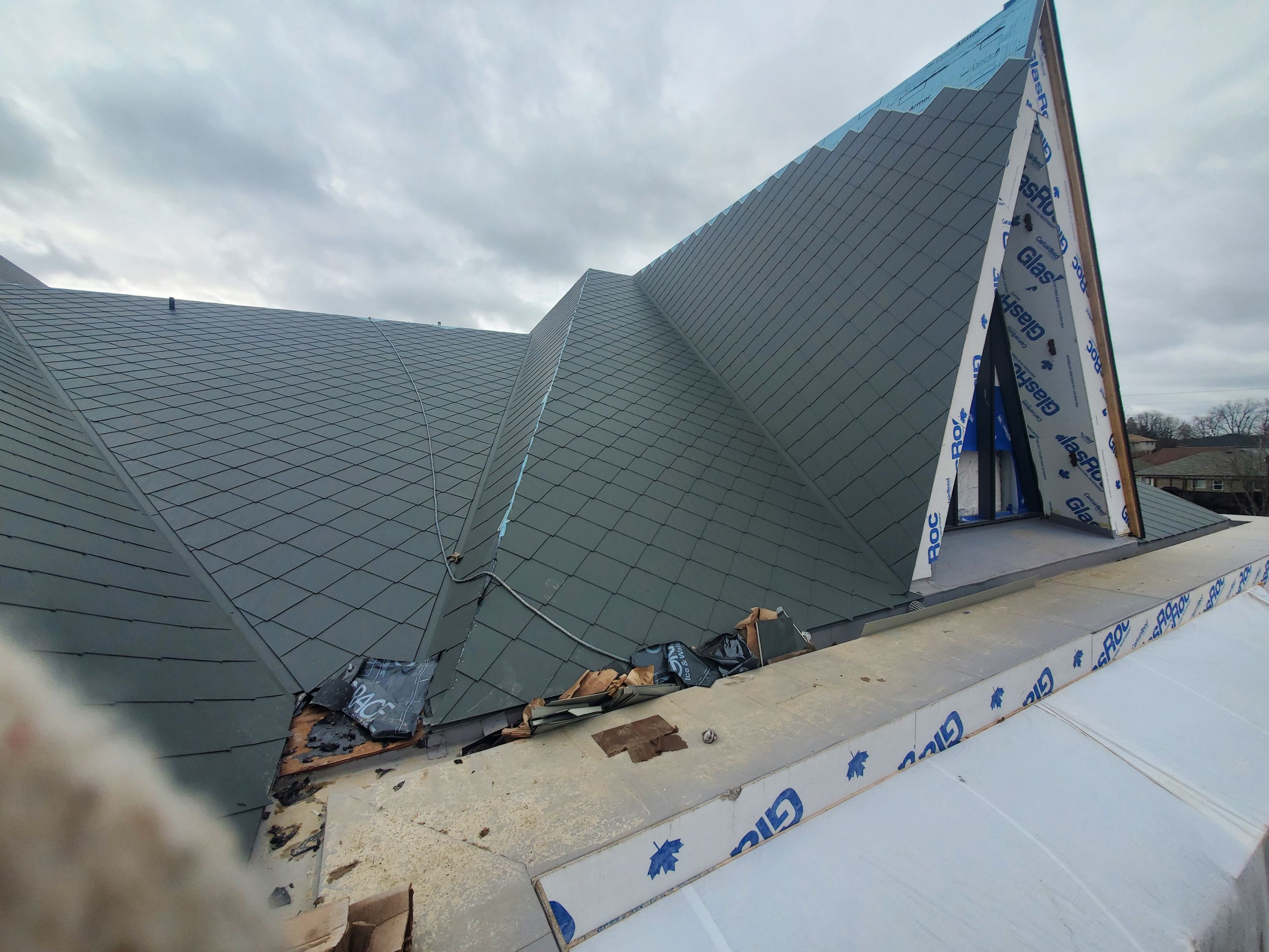 Commercial Roofing Installation using Diamond Tile Metal Shingles , Tpo Flat Roof by Jay Carter Roofing & Sheet Metal