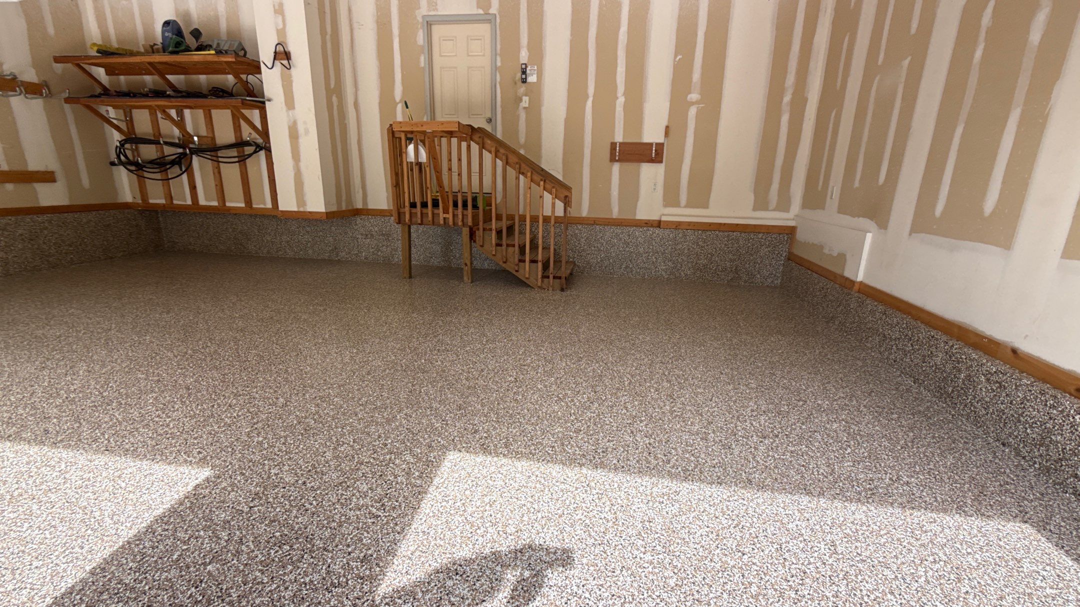 Jan's New Bean Flake Floor Looks Amazing by Banner Garage
