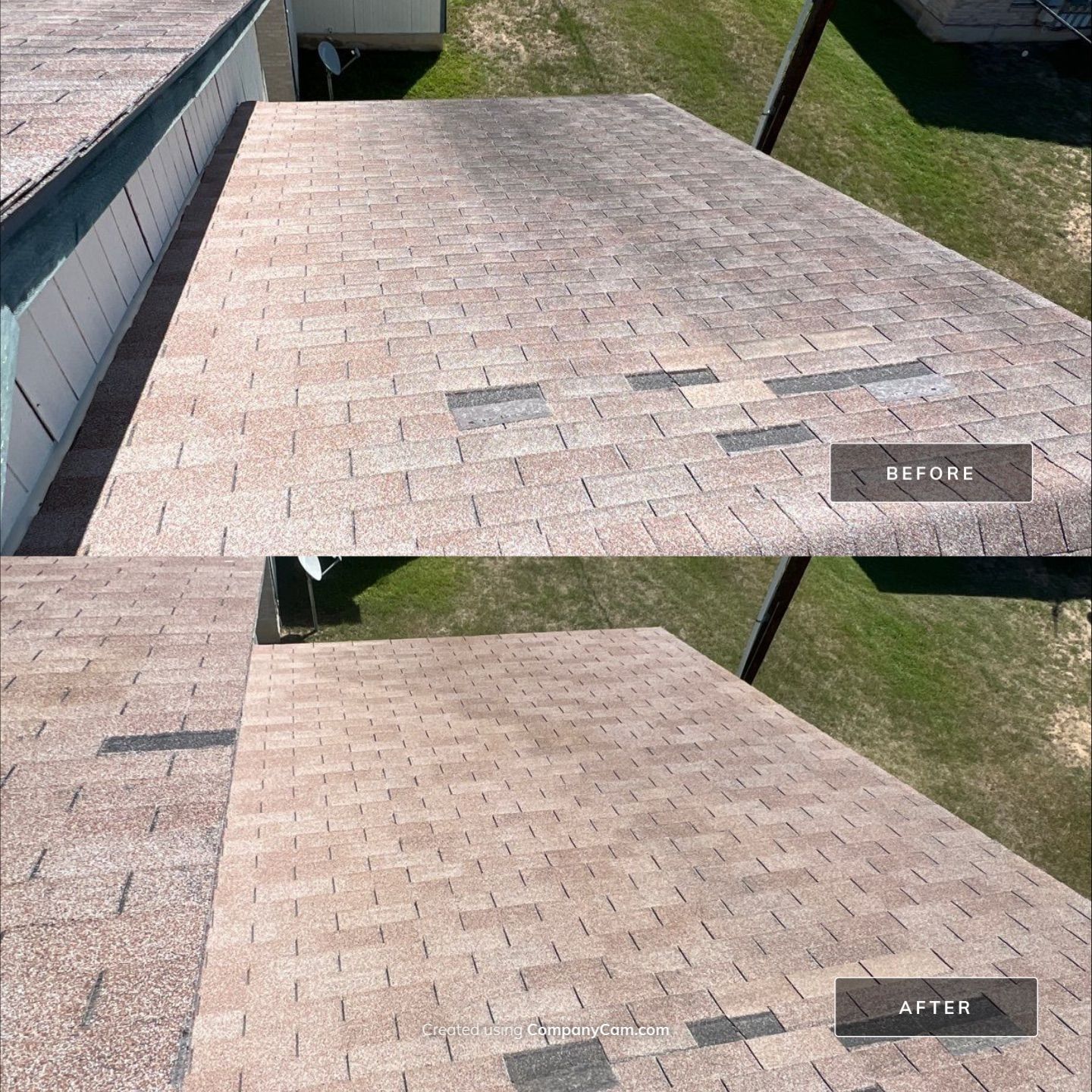 Shingle Roof Washing Project in San Antonio by Bright Choice