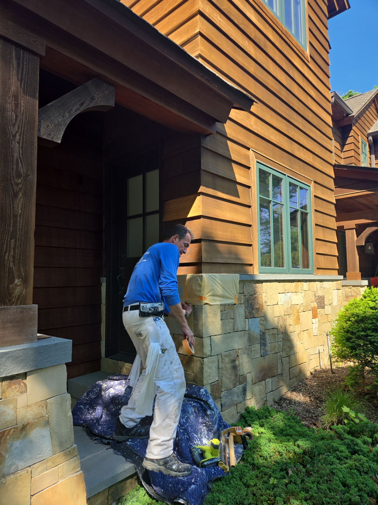 Exterior Powerwashing and Maintenance for a Teaneck Timber Home by Spectrum Painting, LLC