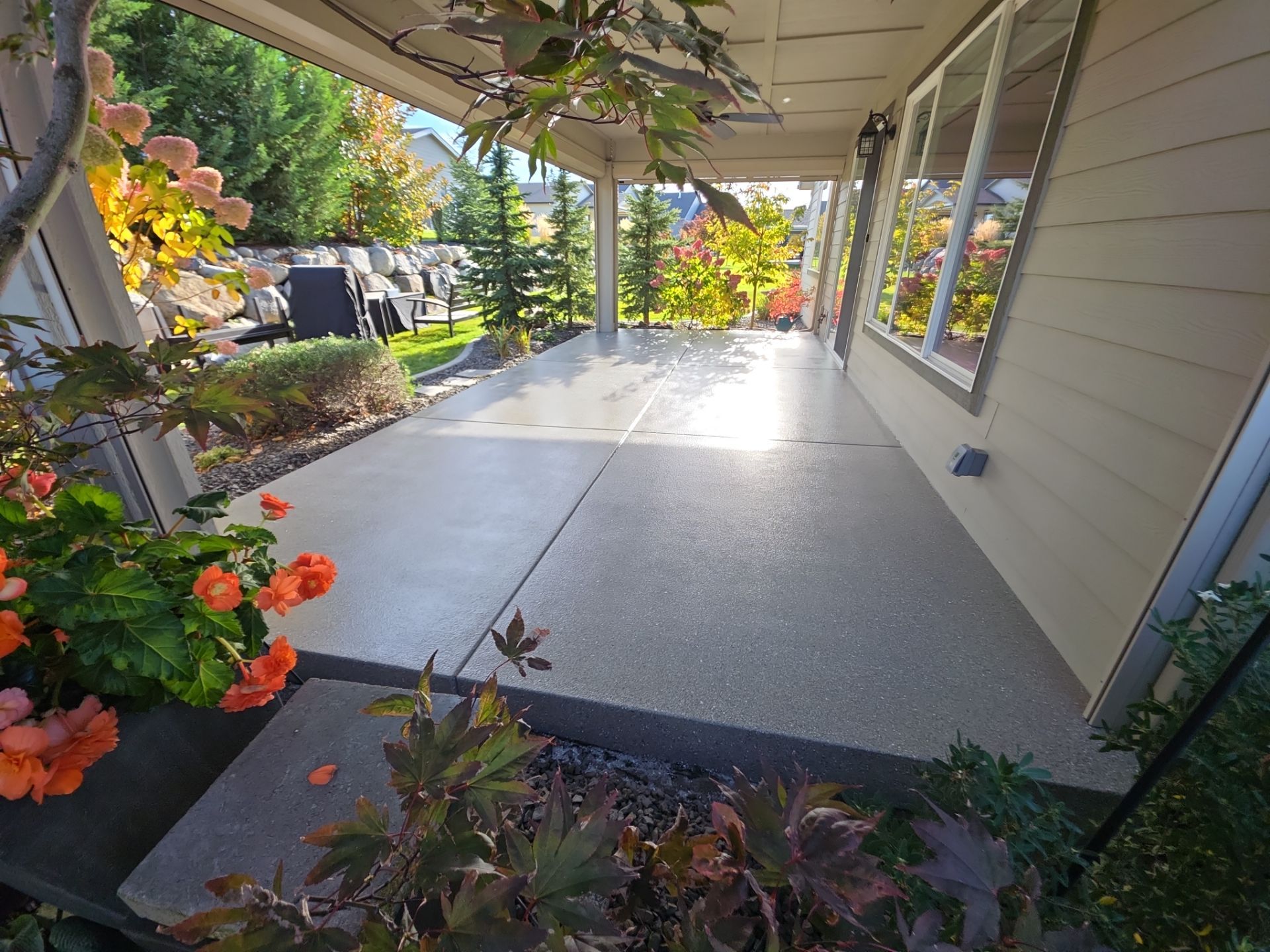 Front Porch and Back Patio Concrete Transformation in Liberty Lake by Croc Coatings, LLC