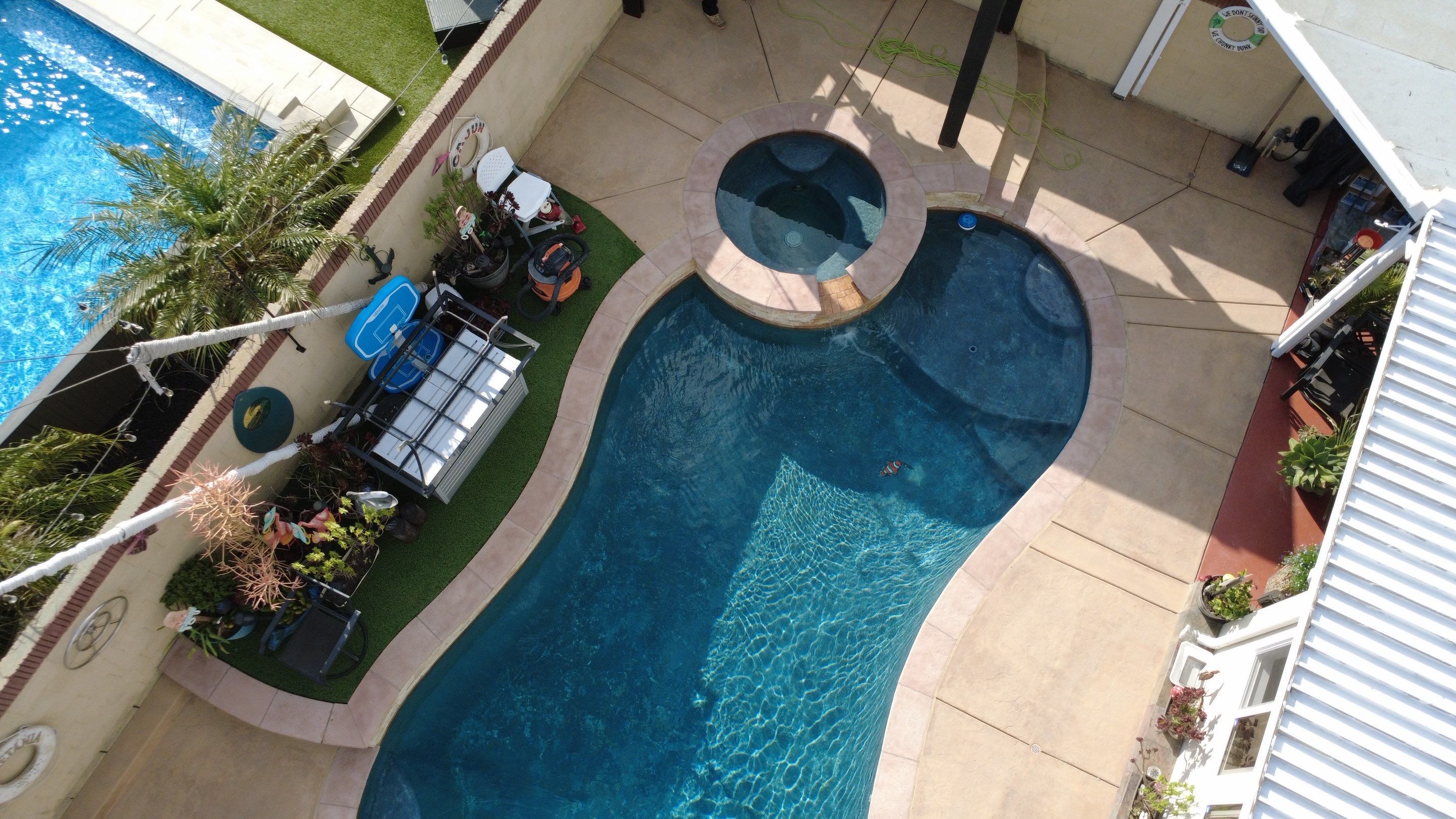 Sandblast & Staining Pool Deck by La Power Washing Inc