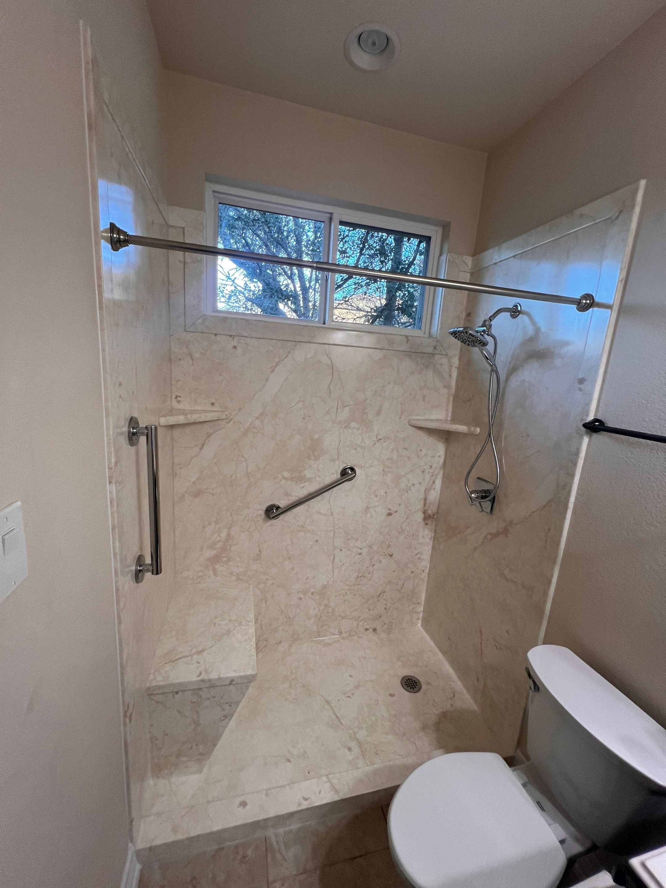 Tub to walk-in shower in Buda by Lane Lauritsen - The Hill Country, Texas