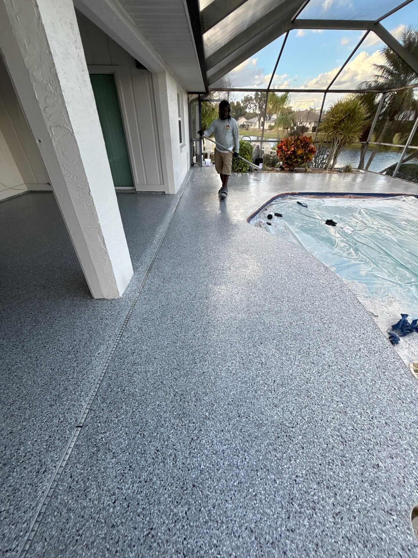 Complete Property Transformation: Pool Deck, Driveway & Garage by Performance Floors & Coating