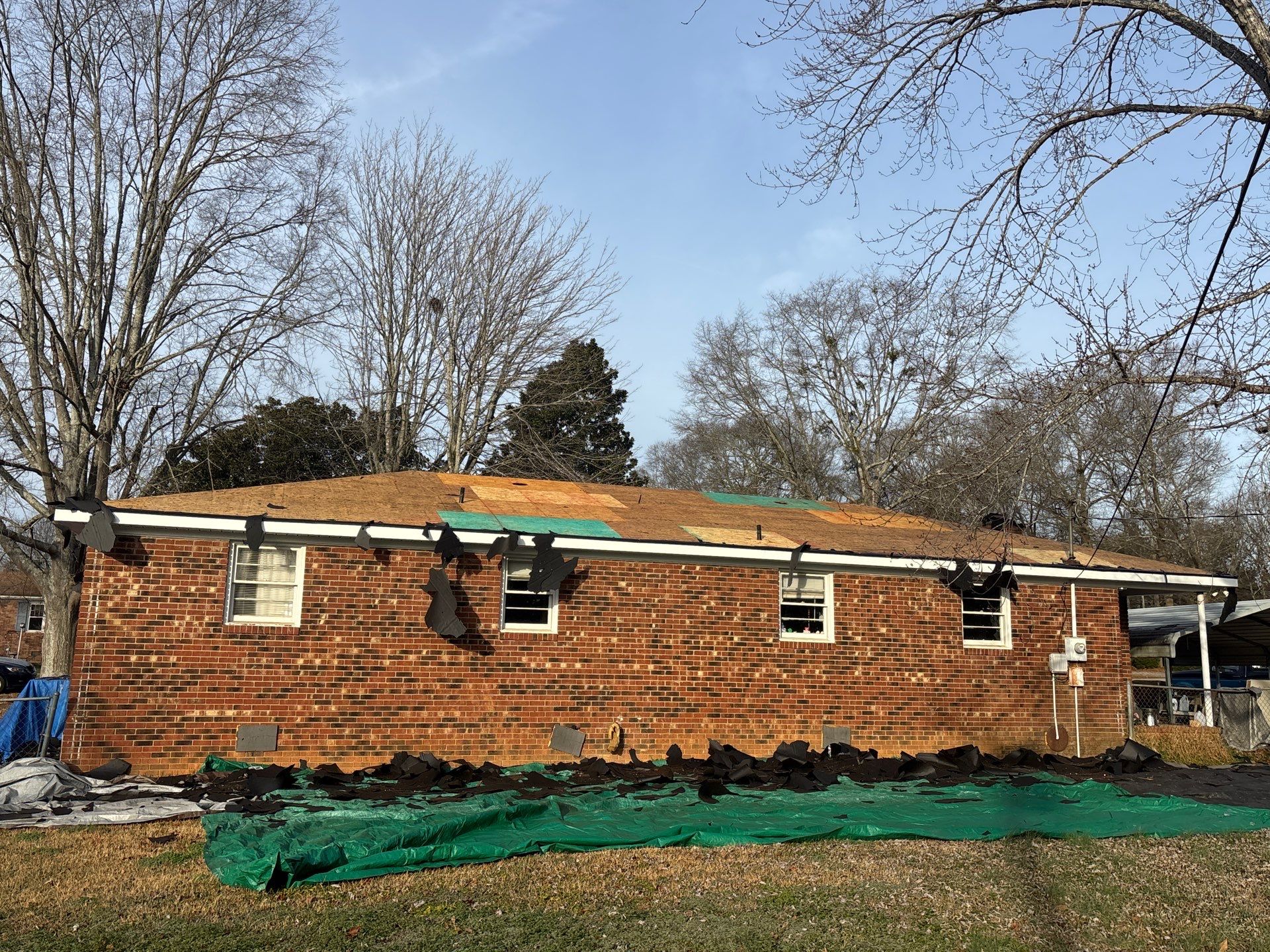CertainTeed Landmark Moire Black Architectural Shingles on Inman SC Brick Ranch Home by Roofers LLC