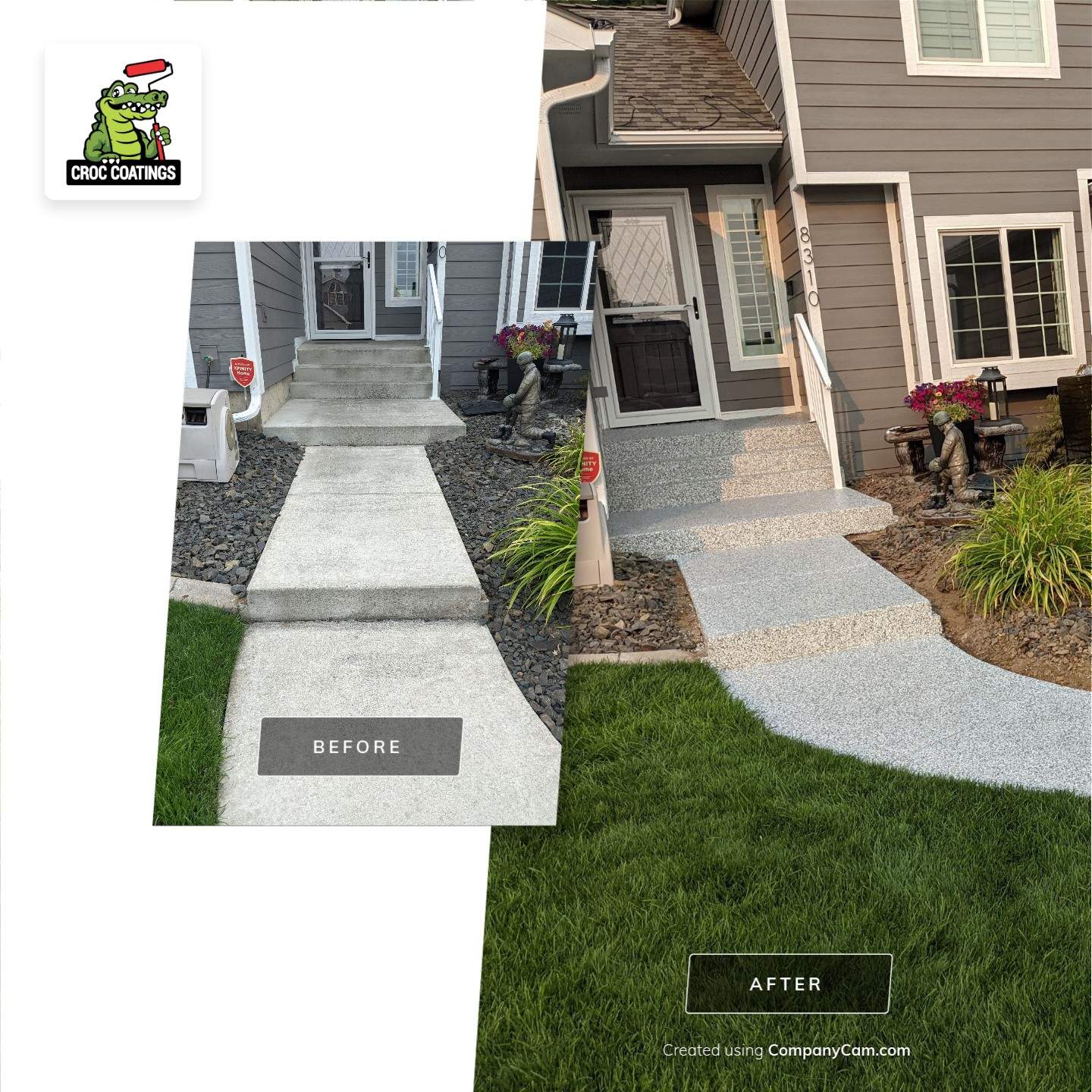 Pool Deck Transformation using Slate Stone by Croc Coatings, LLC