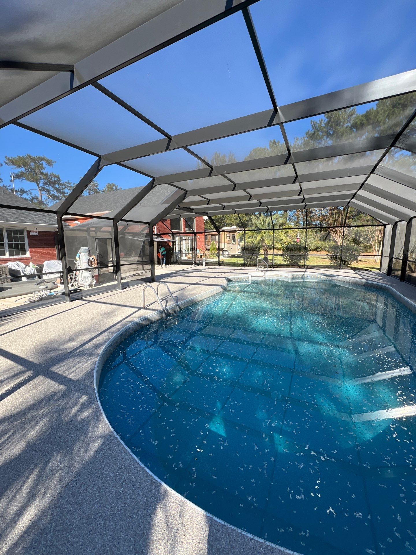 Make your backyard your very own PARADISE 🌴 by Deese Elite Concrete Coatings