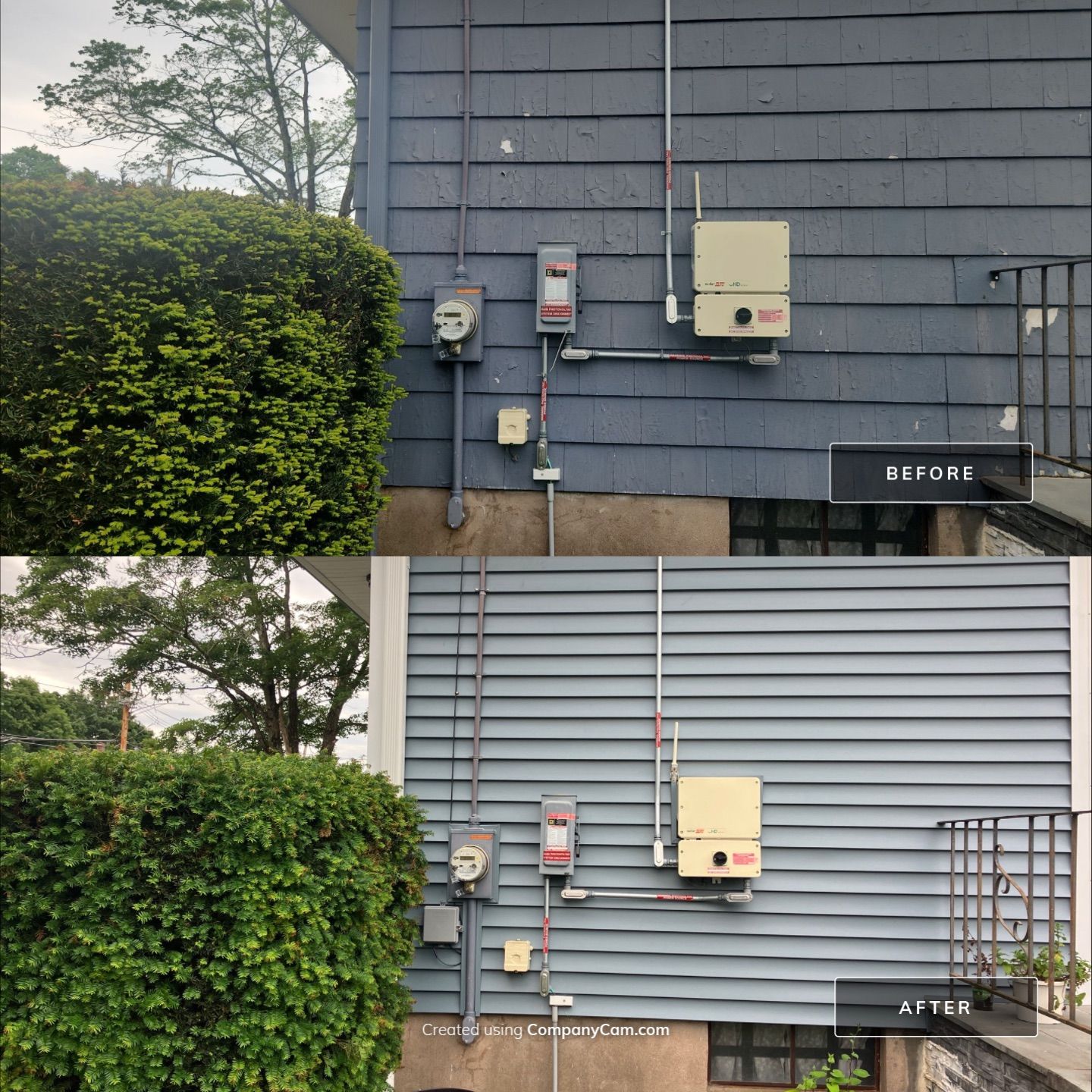 Siding Transformation with Cert Monogram D/4 x 12'6" clapboard, Wedgewood Blue by DiGiorgi Roofing and Siding Inc
