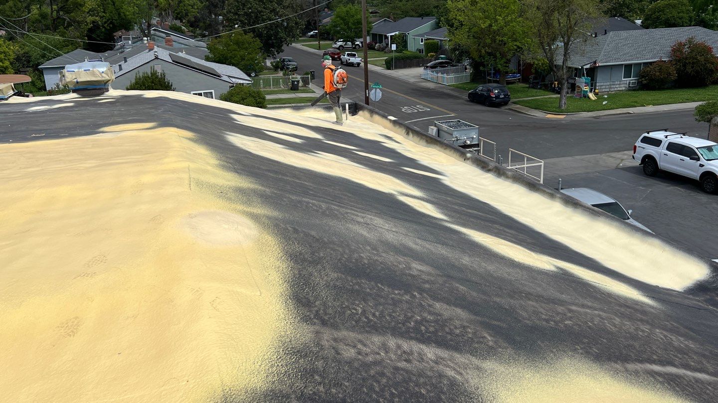 Foam Refurbish using Conklin Benchmark/PUMA XL coatings and spray foam by Straight Edge Roofing Inc