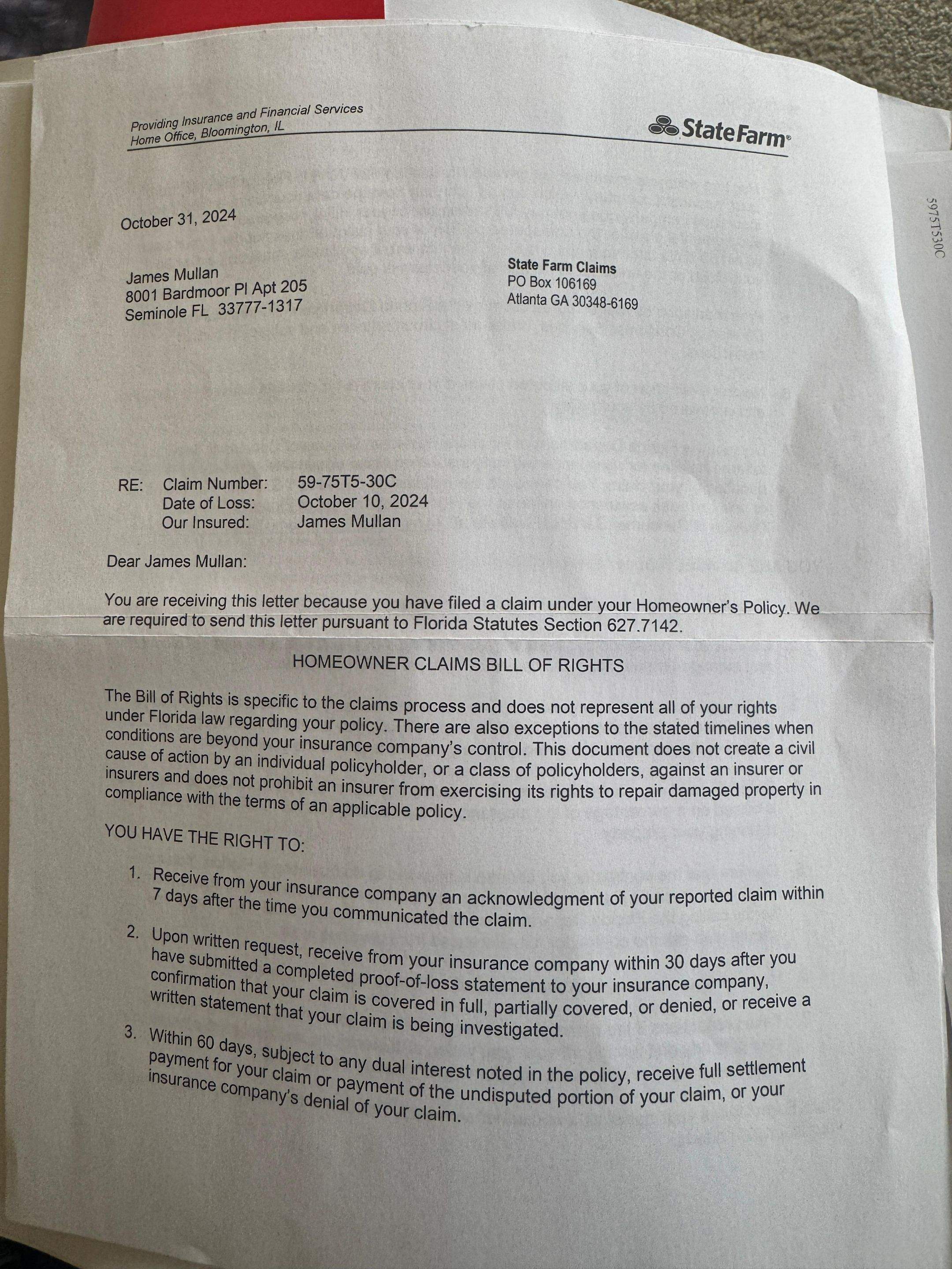 Water Damage Claim in Seminole by FLAPA & KeyStone