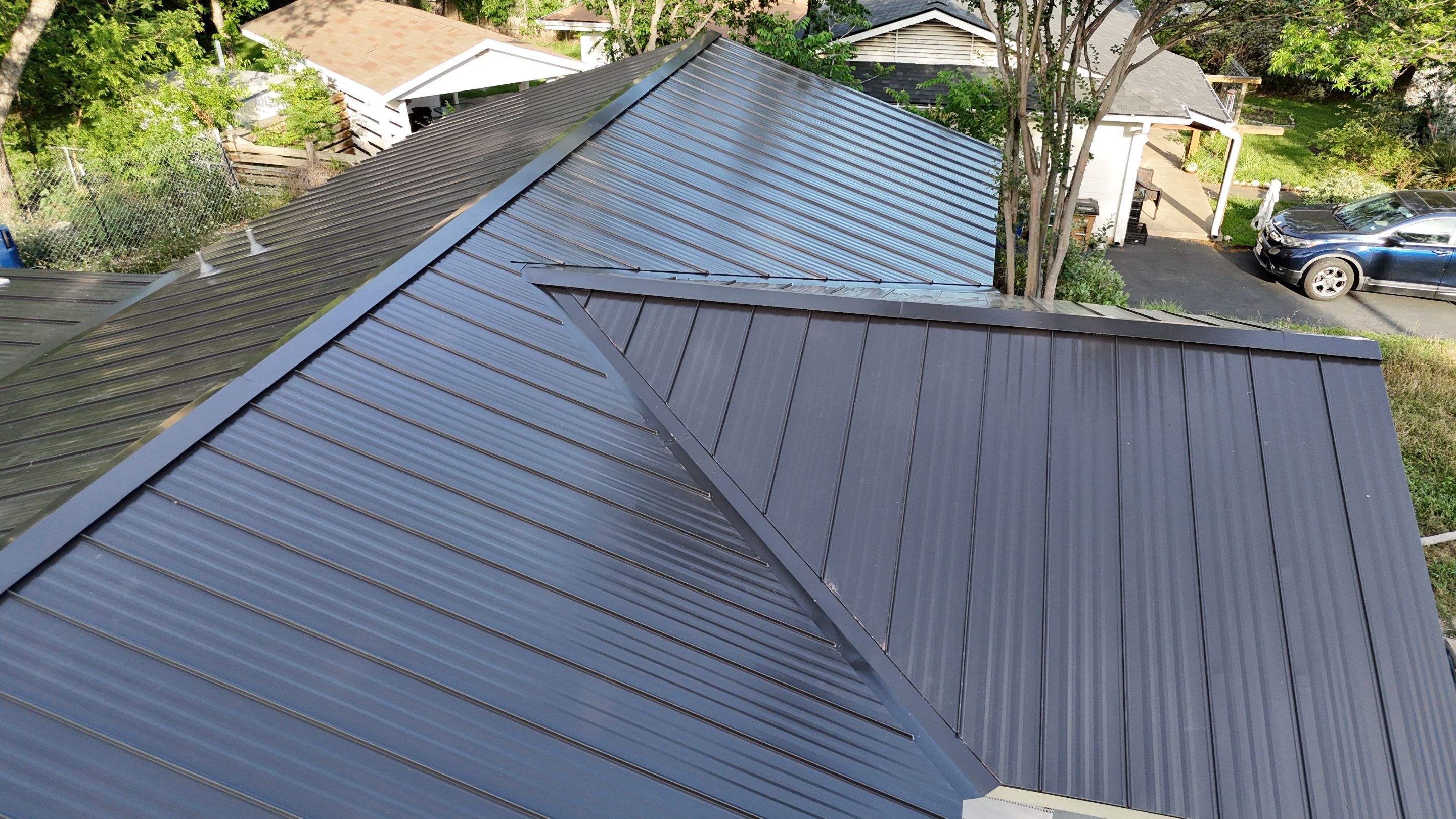 Dark Bronze - L&A Standing Seam with Striations by RoofsOnly.com