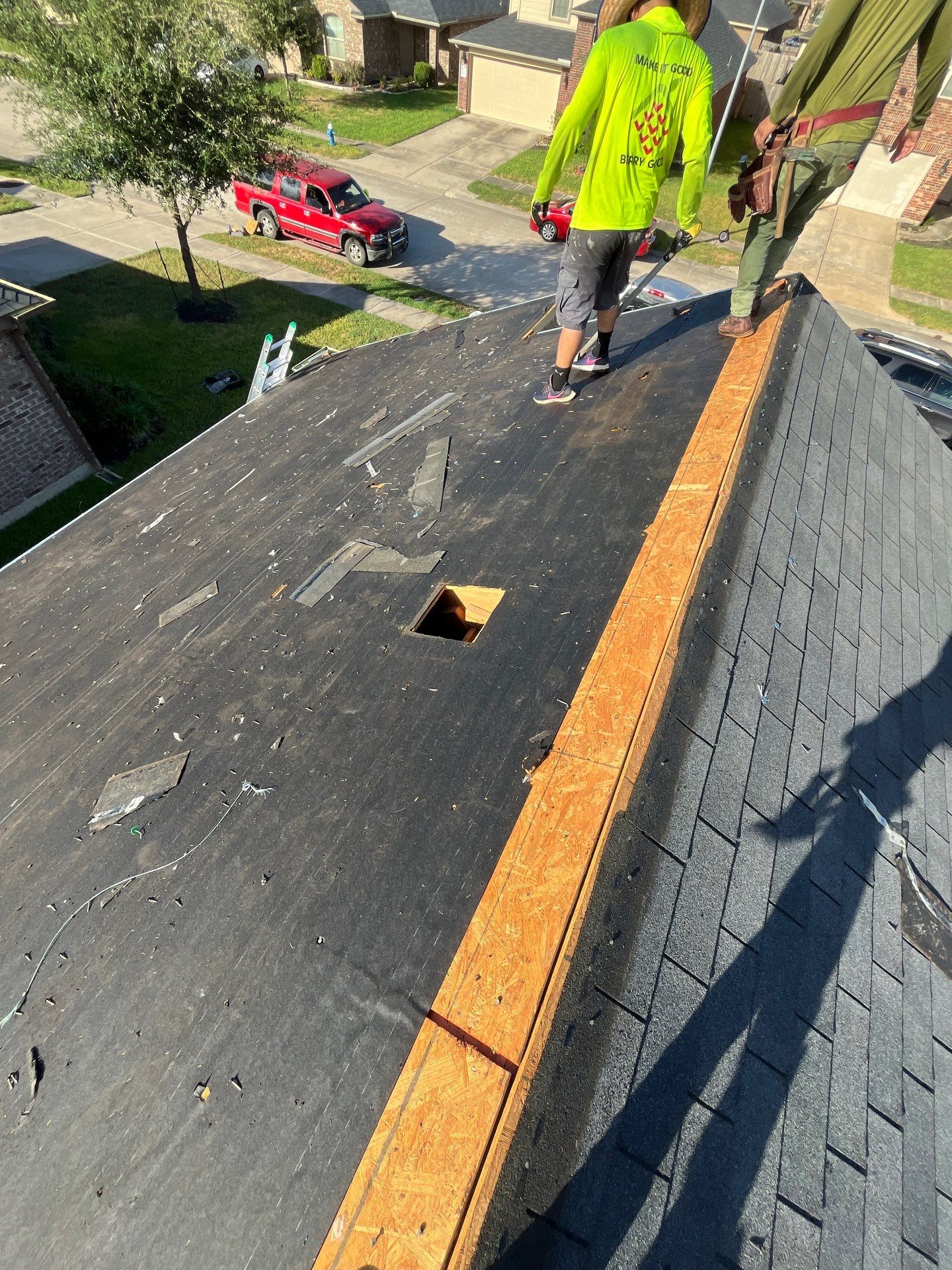 Reroof after Hurricane Beryl by Berry Good Roofing 