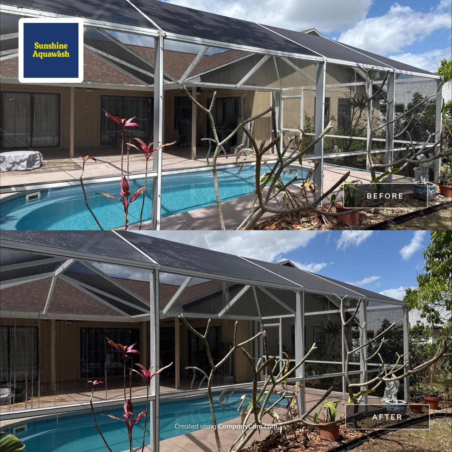 Pool Cage & Painted Pool Deck Cleaning in Sarasota, FL | Soft Wash by Sunshine AquaWash