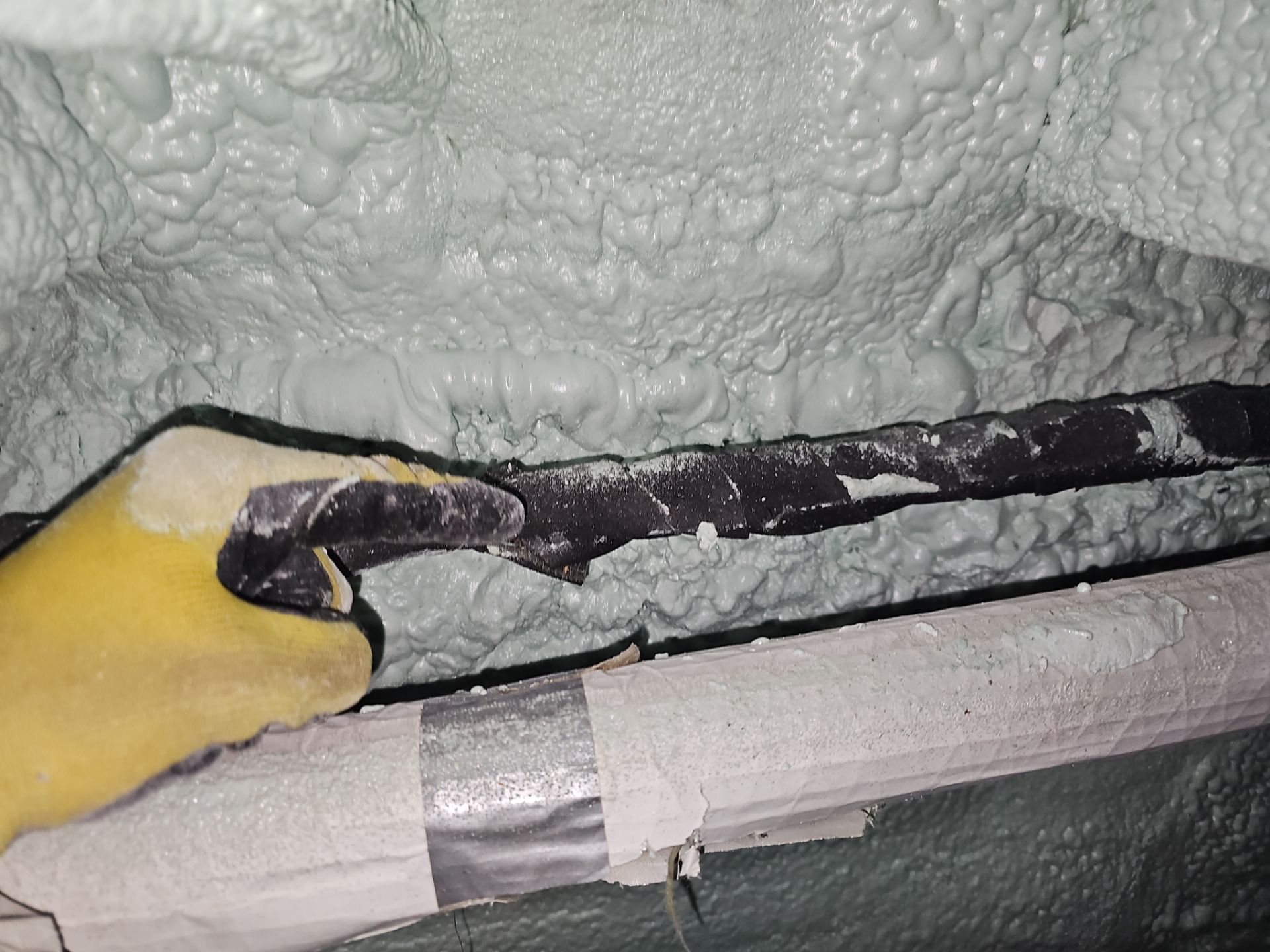 Basement Exterior Walls using Crawl Space Liner by NYS Foam & Energy