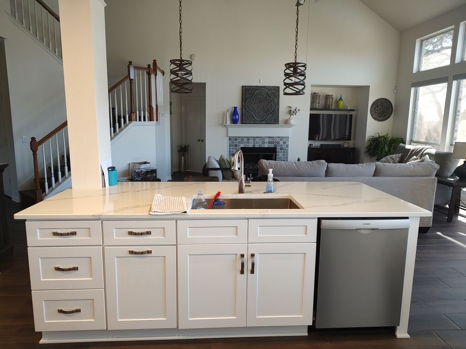 Stone Oak San Antonio Kitchen Remodel Featuring Custom White Cabinetry & Expanded Island by Legacy Bath and Kitchen 