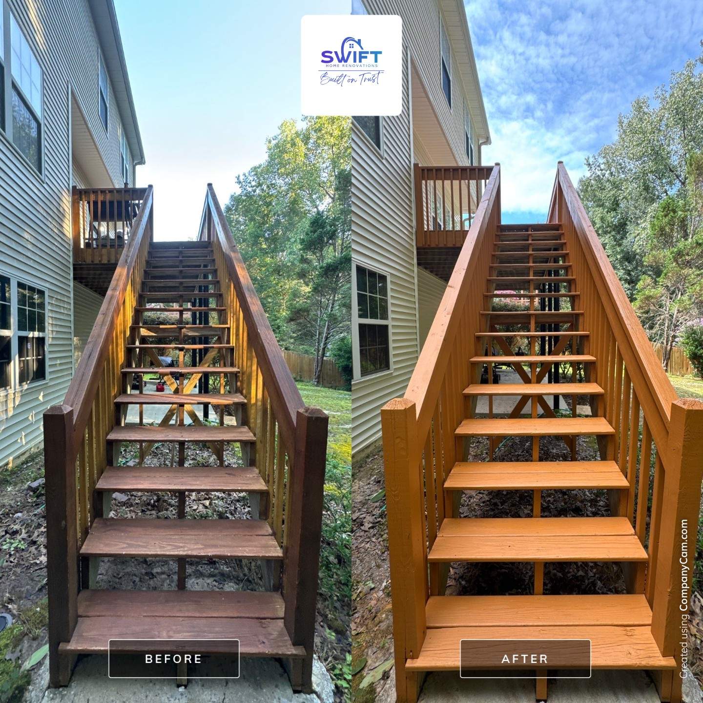 Multi-Level Deck and Front Porch Staining in Powder Springs by Swift Home Renovations