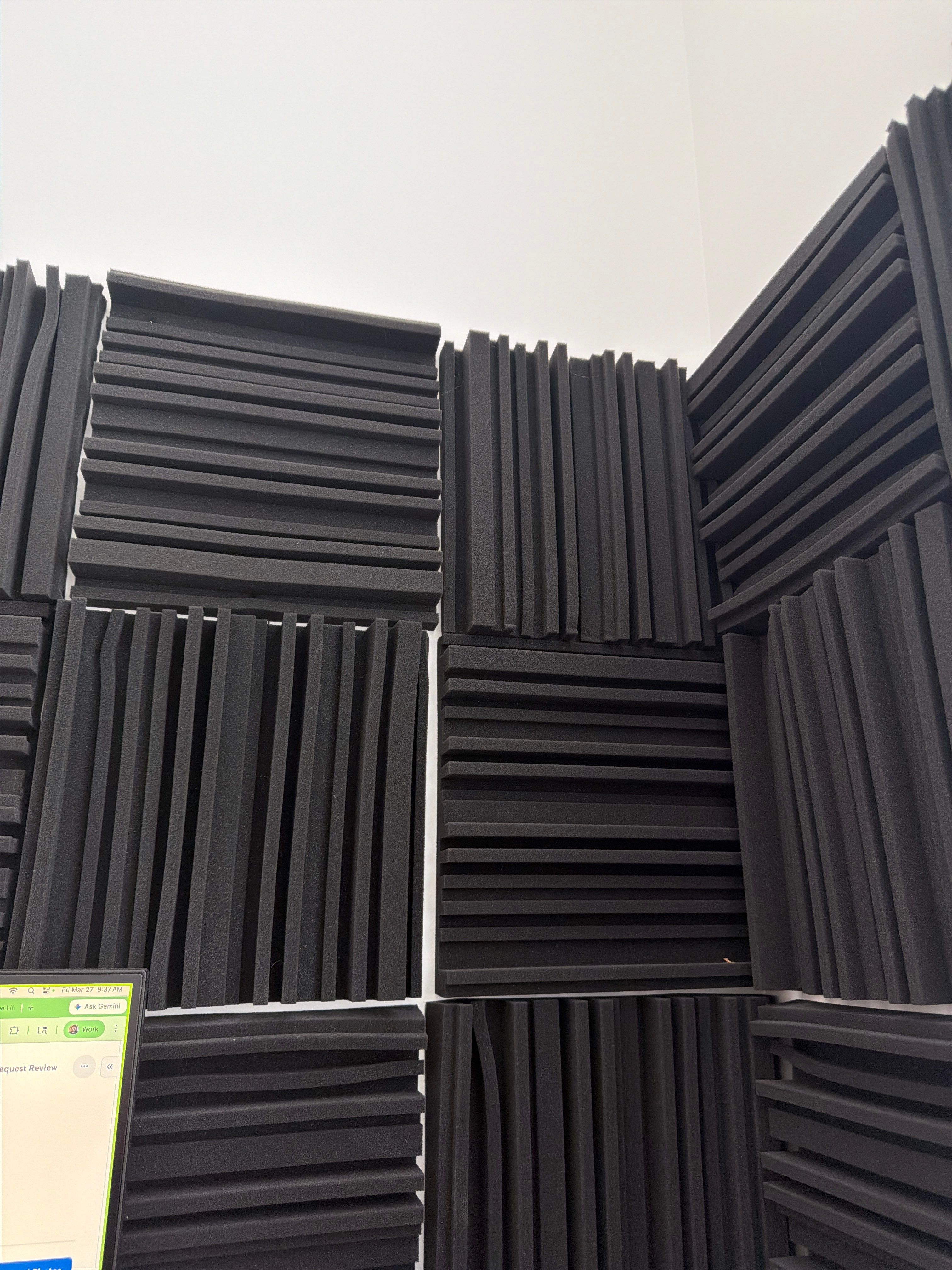 Acoustic Foam Panel Installation for Sound Dampening by CompanyCam Sales Demo