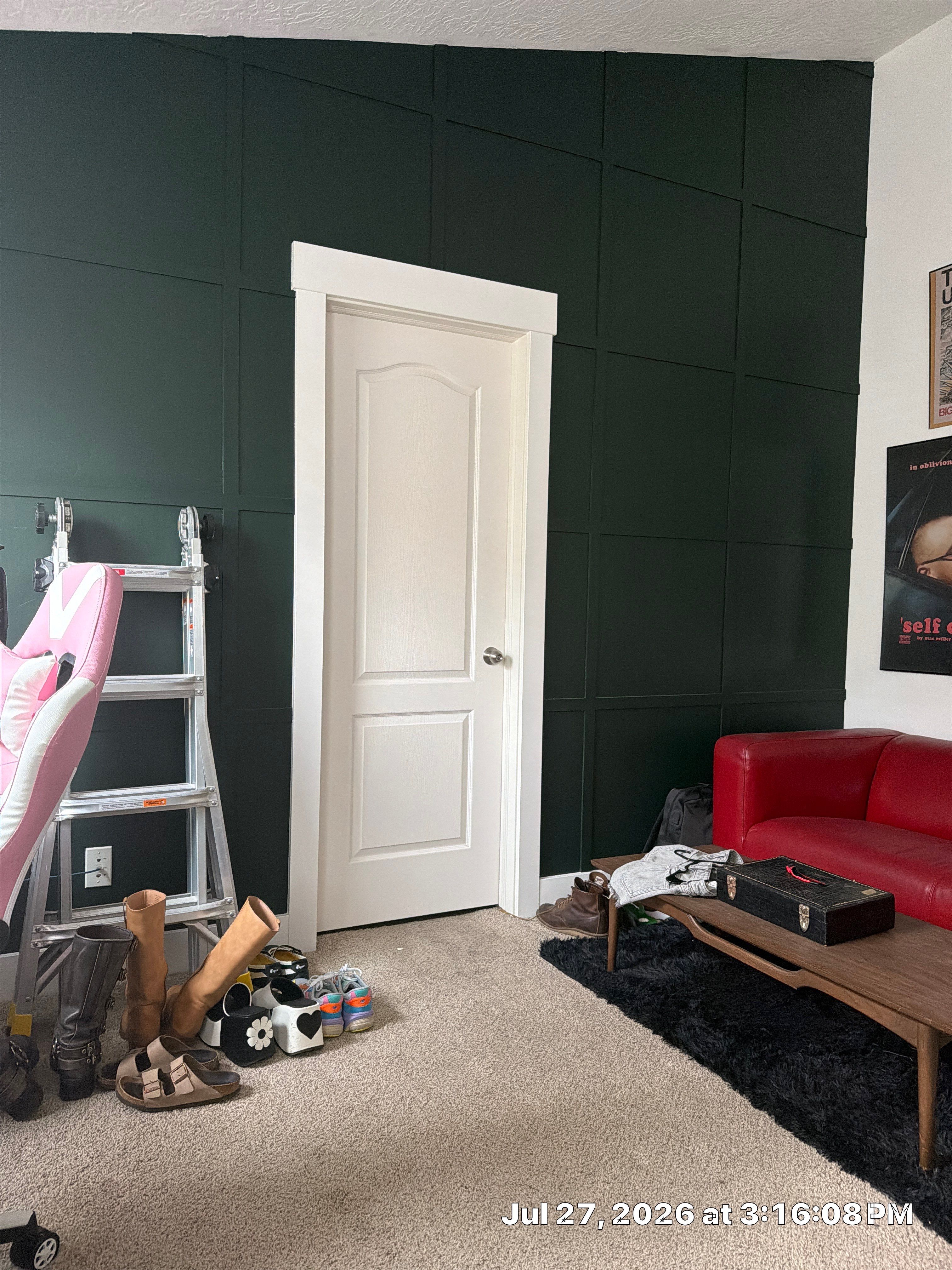 Dark Green Board and Batten Accent Wall in South Salt Lake by CompanyCam Sales Demo