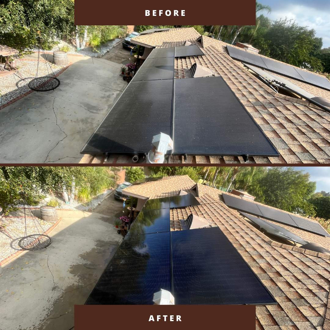 Residential Solar Panel Cleaning Before & After by Palm Coast Solar Cleaning