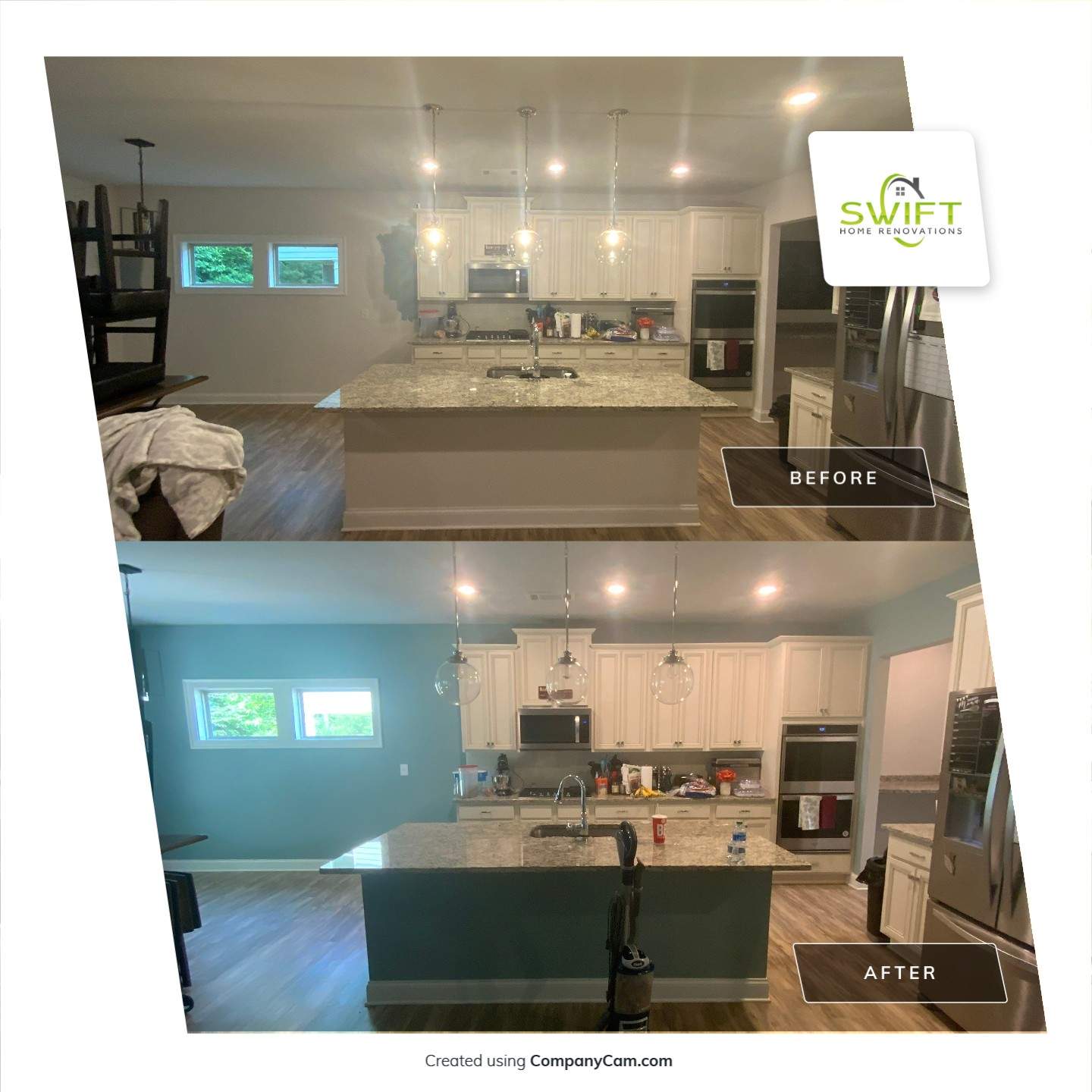 Interior House Painting and Accent Wall Installation in Canton by Swift Home Renovations