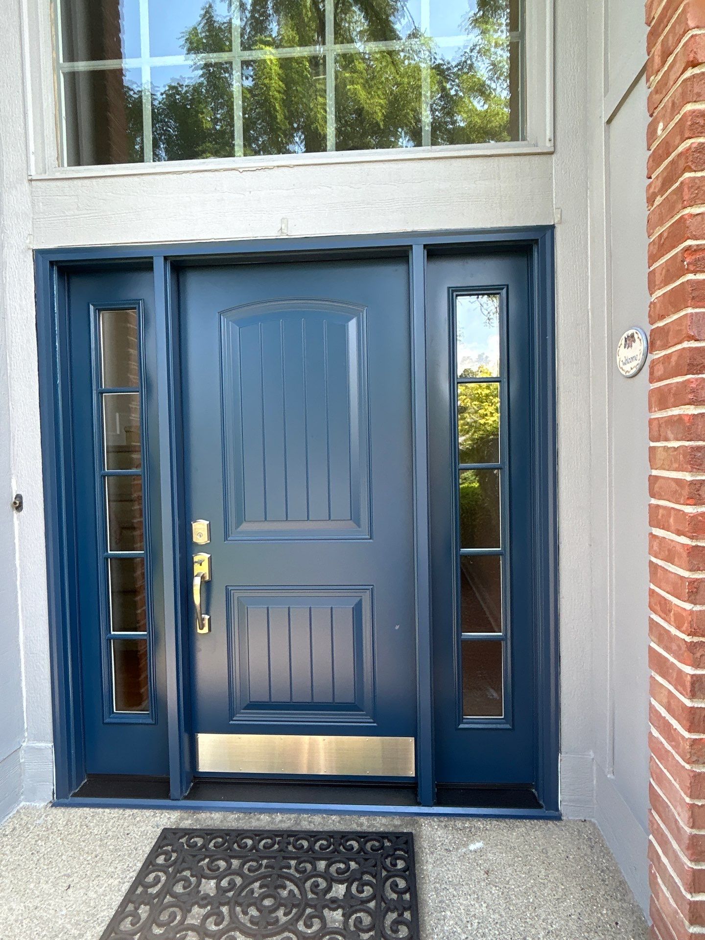 Entry Door Replacement With Sidelights and Transom in Indianapolis by Merrifield Exteriors, LLC