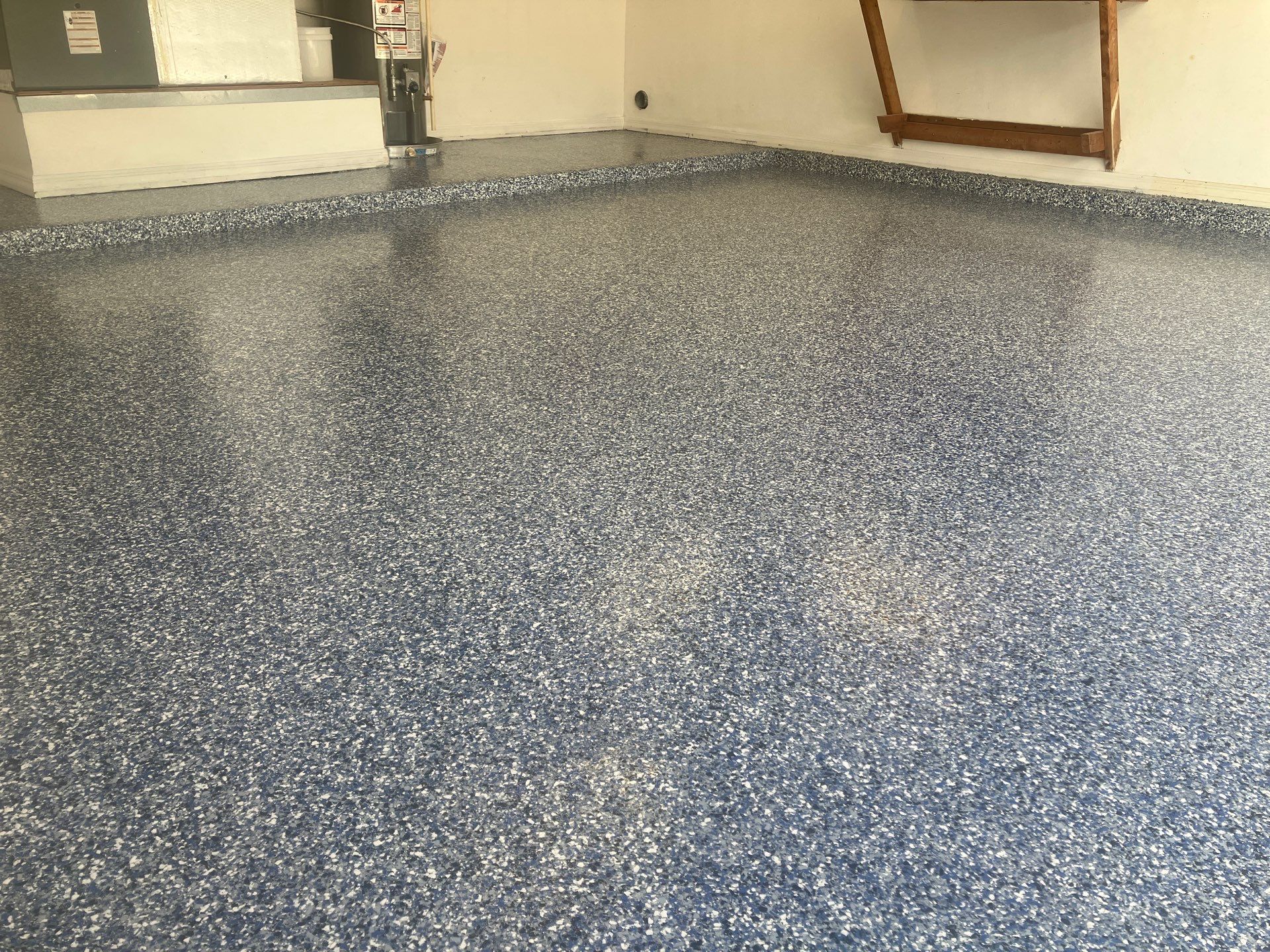 Front Entrance and Garage Makeover in Denim by Cross Creek Concrete Coatings