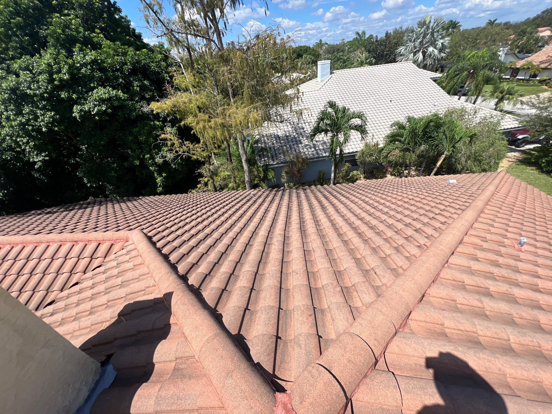 Concrete Tile Roof Repair and Ridge Sealing in Parkland by Aastro Roofing
