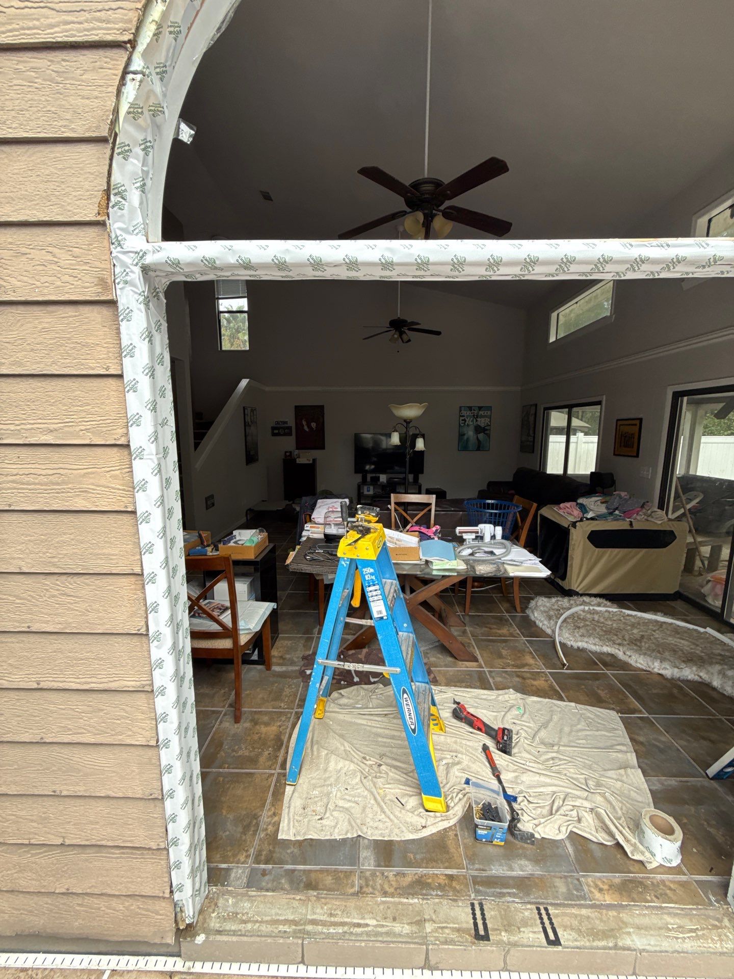 Custom Arched Transom and Sliding Patio Door Replacement in Gainesville by Windows & Doors Store