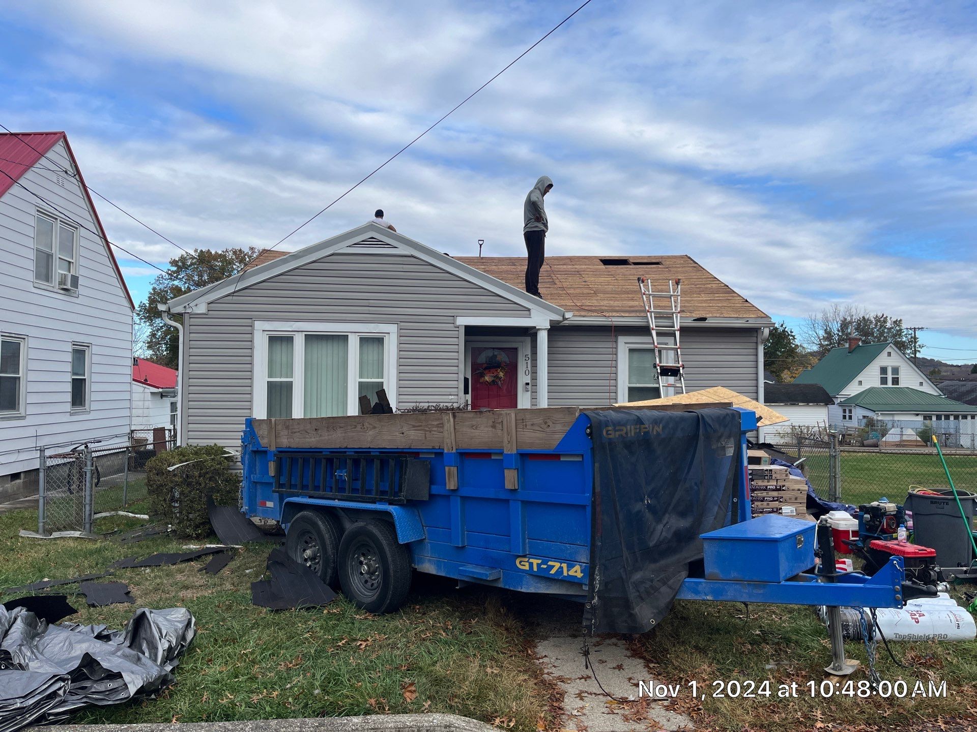 Residential Roofing Installation using Certainteed Landmark Pro Shingles blue by Fahey Roofing + Contracting