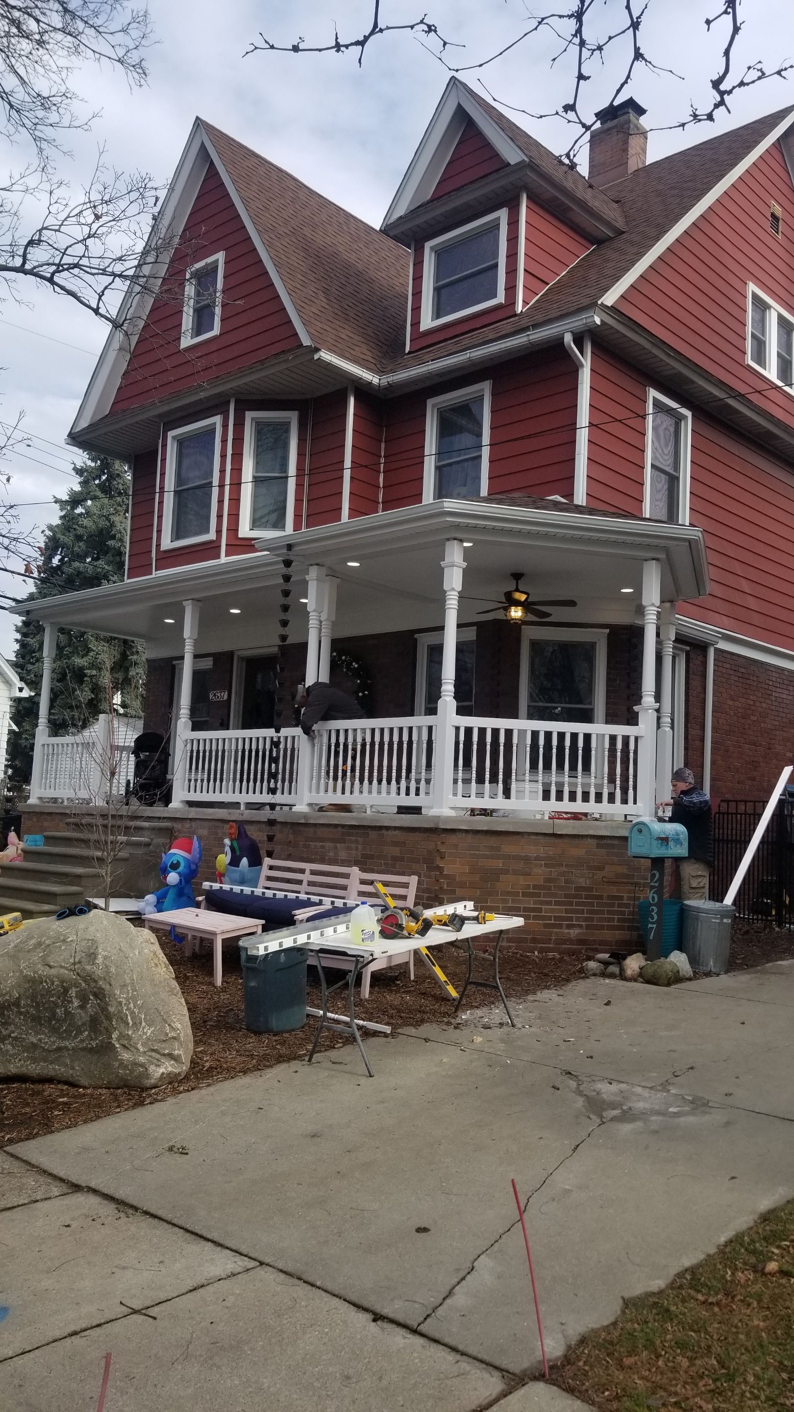 Custom Front Porch on Historic Home by Northwest Construction 