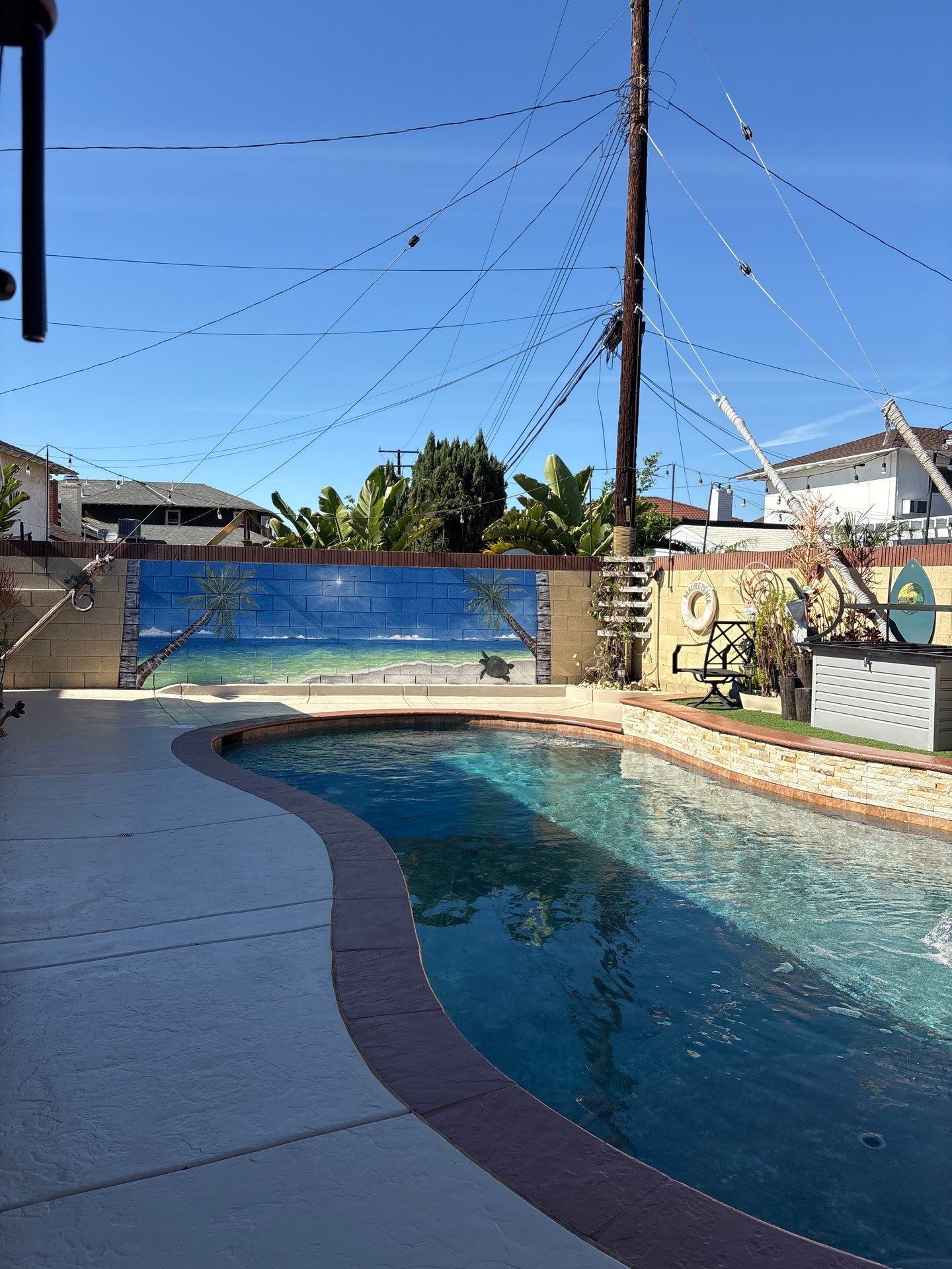 Sandblast & Staining Pool Deck by La Power Washing Inc