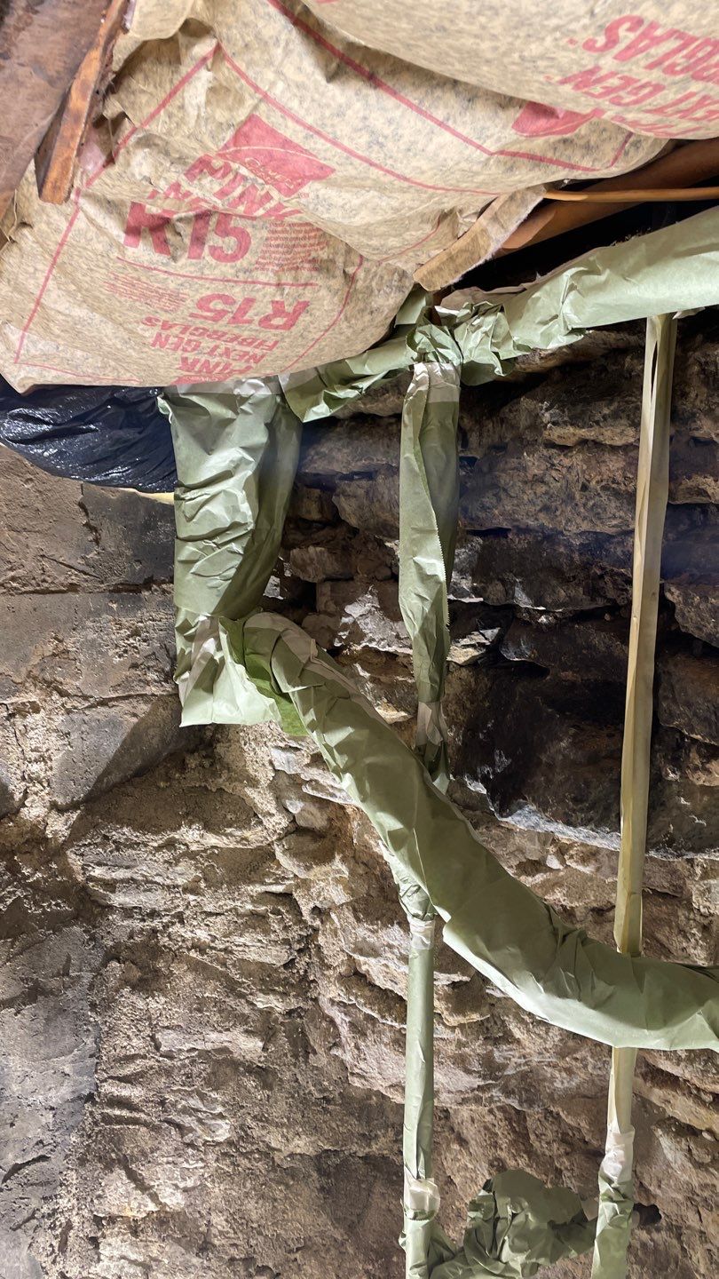 Parge Coating Drew's Stone Foundation by Waterproofing Northeast