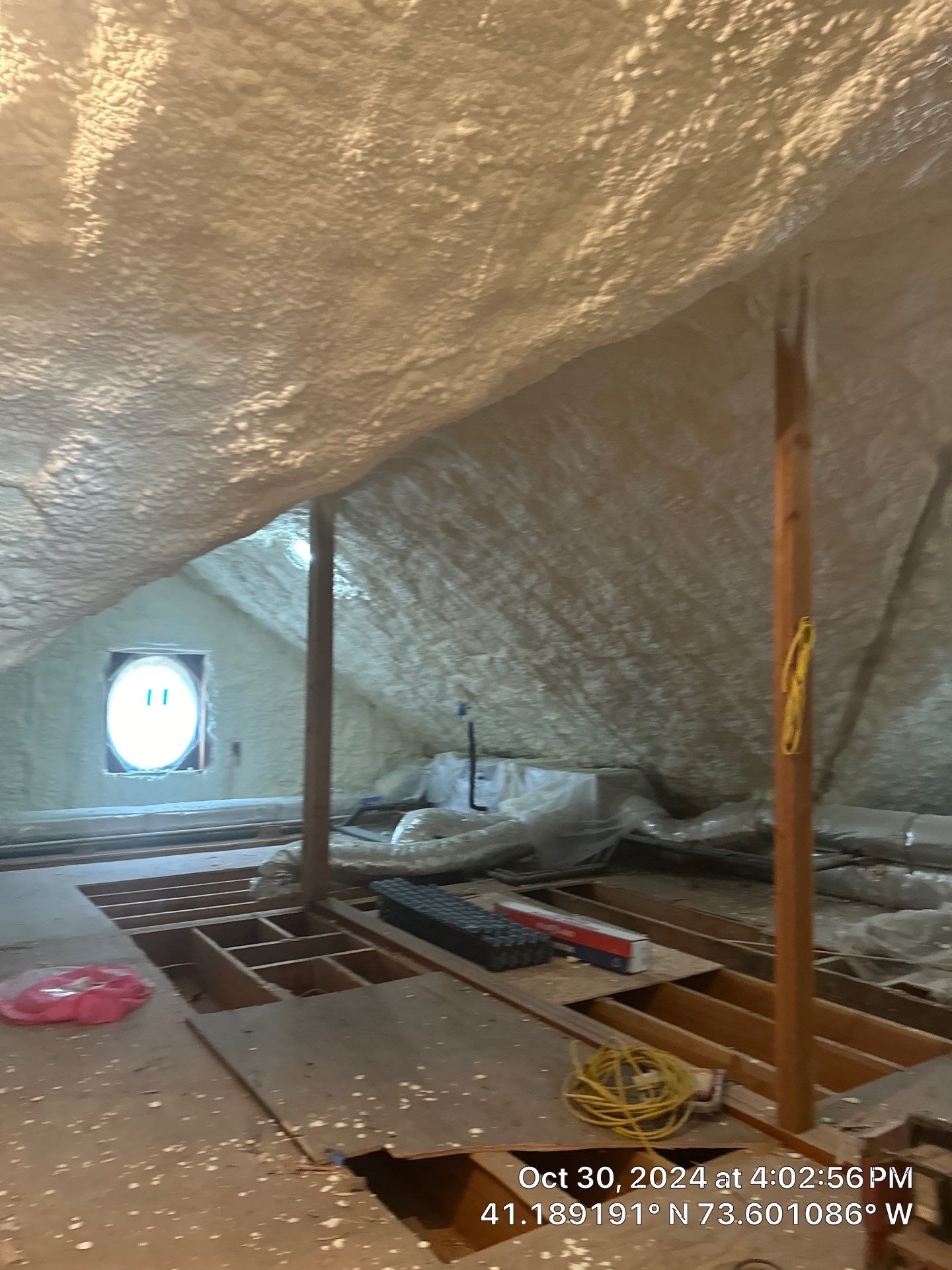Attic Insulation using open cell spray foam by NYS Foam & Energy