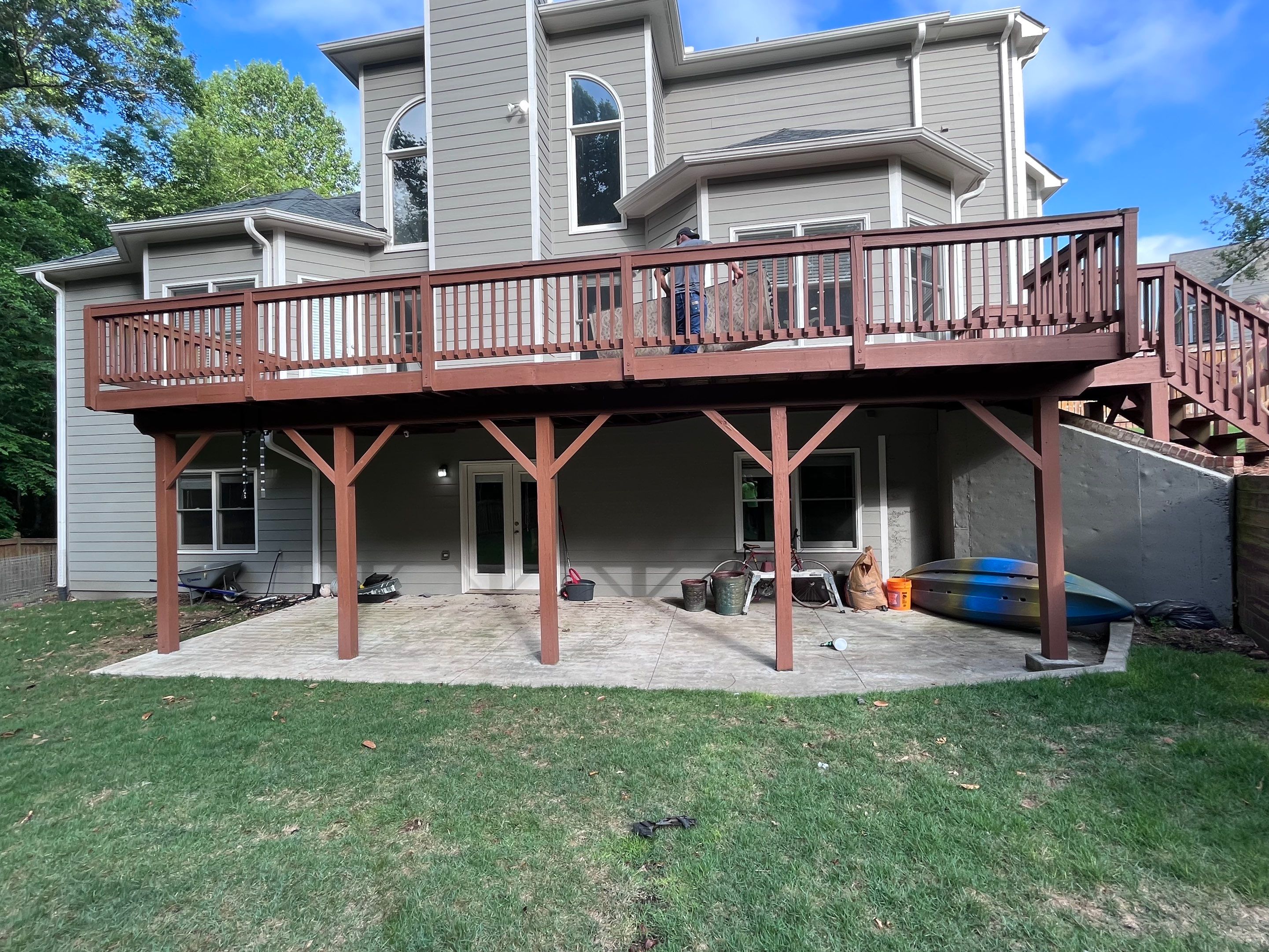 Elevated Wood Deck Replacement and Staircase Installation in Woodstock by Swift Home Renovations