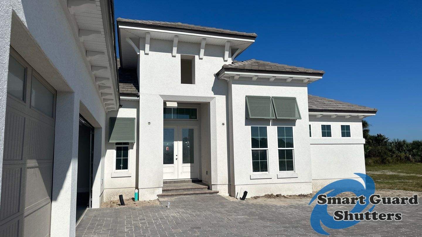 Decorative Bahamas in Cement Gray by Smart Guard Shutters