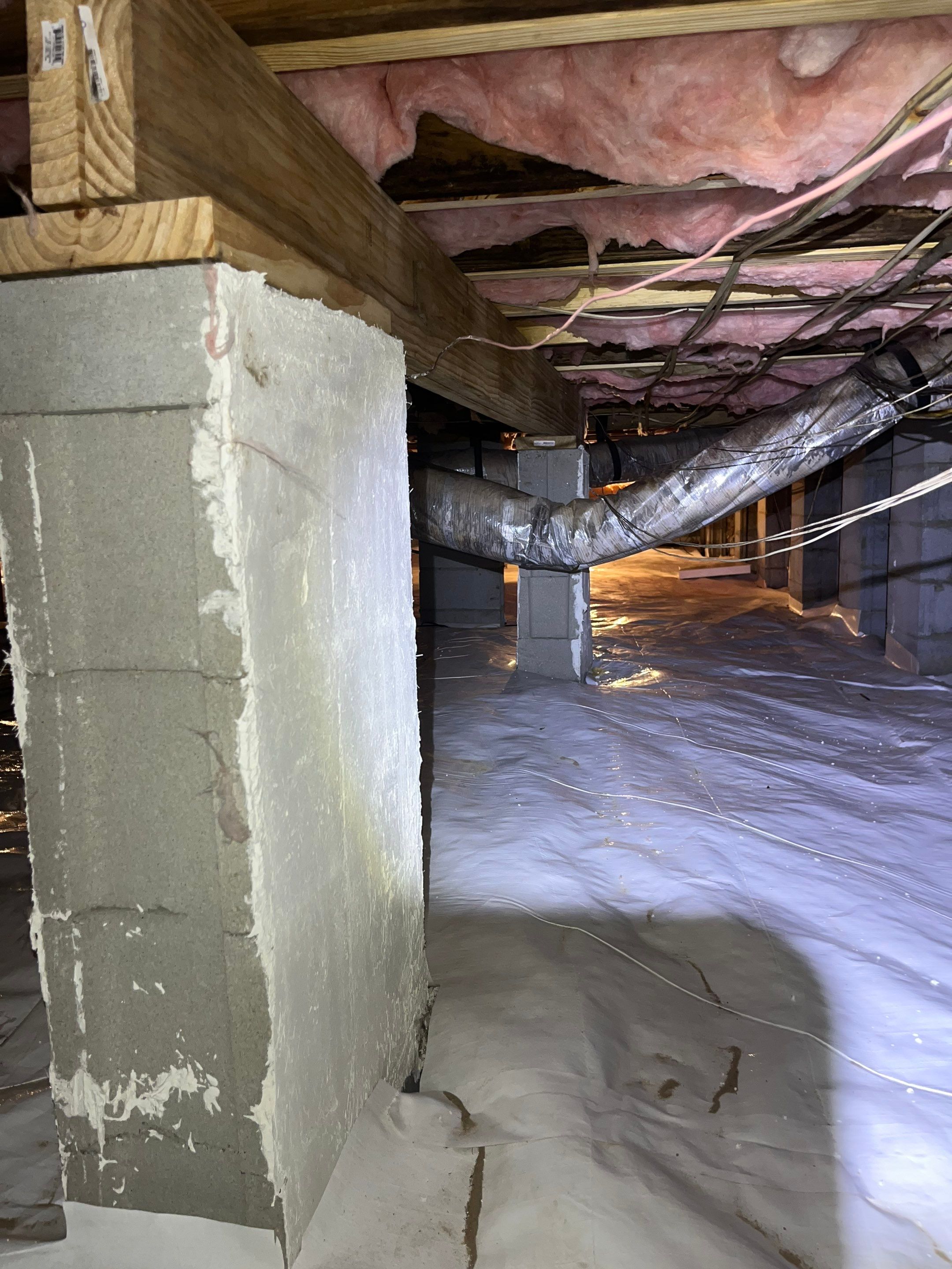 Dehumidifier and Moisture Barrier install with Structural repairs. by Impact Crawlspace