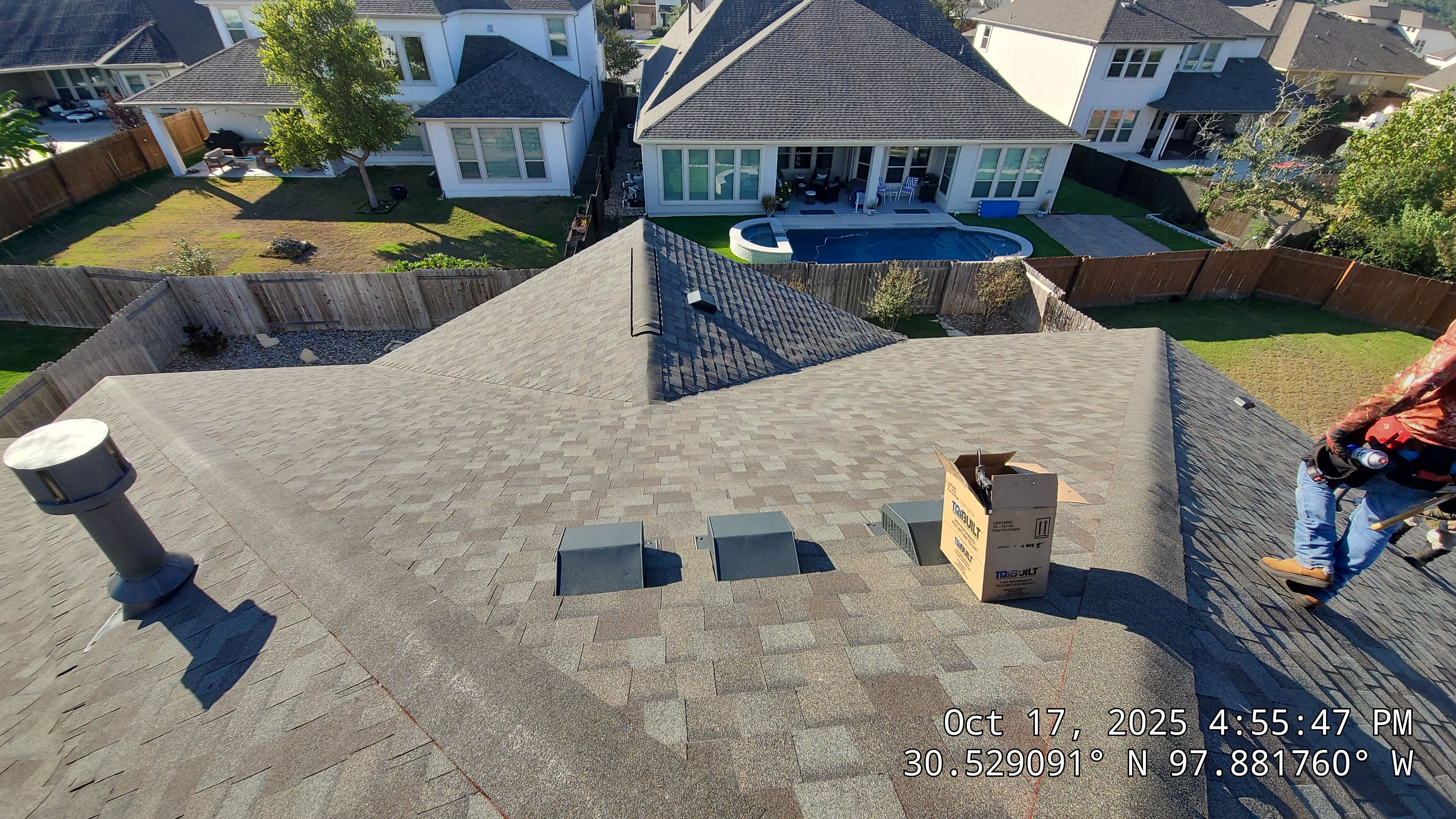 Full Residential Roof Replacement with Architectural Shingles in Leander by Caliber Restoration LLC