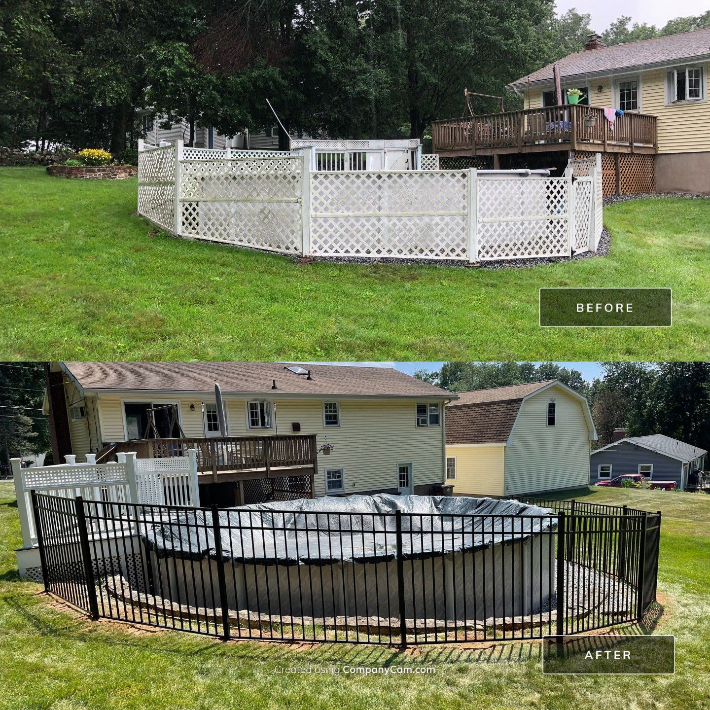 New Aluminum pool fence with matching gate and pool latch by DiGiorgi Roofing and Siding Inc