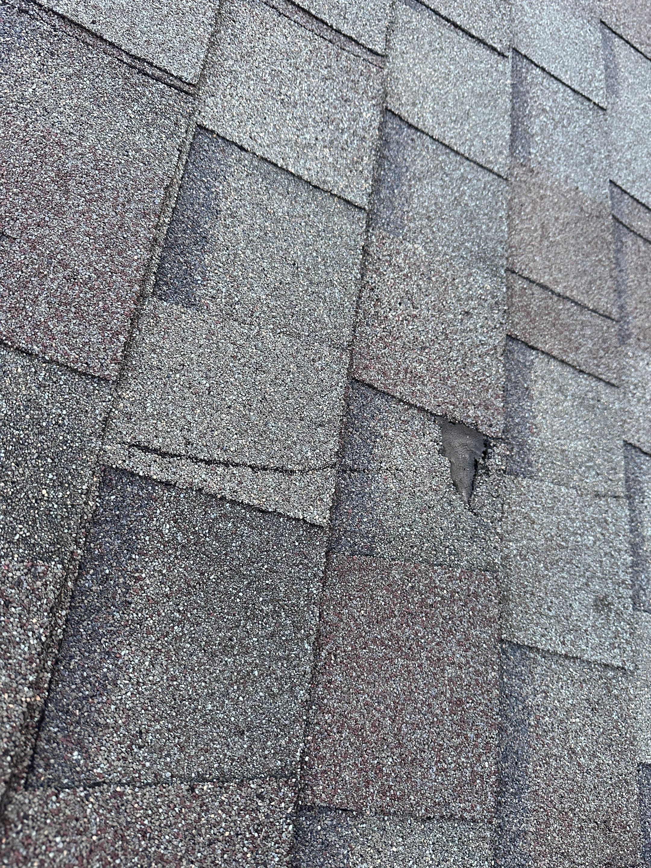 Hail Damage using Owen's Corning Duration (Lifetime) Shingles by Roof Repair Company