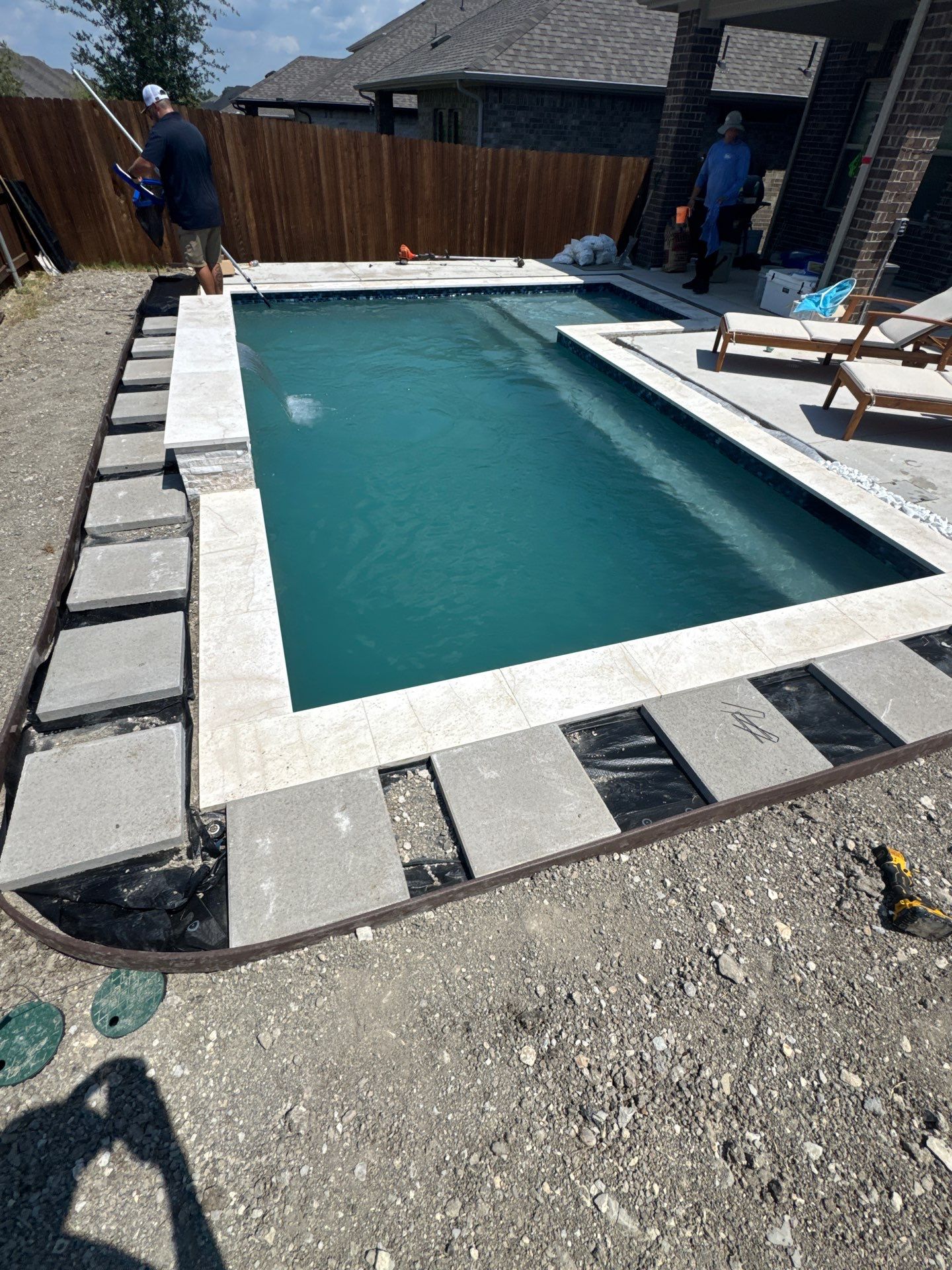 Geometric Pool with Inset Spa by Pinnacle Pools and Spas - DFW