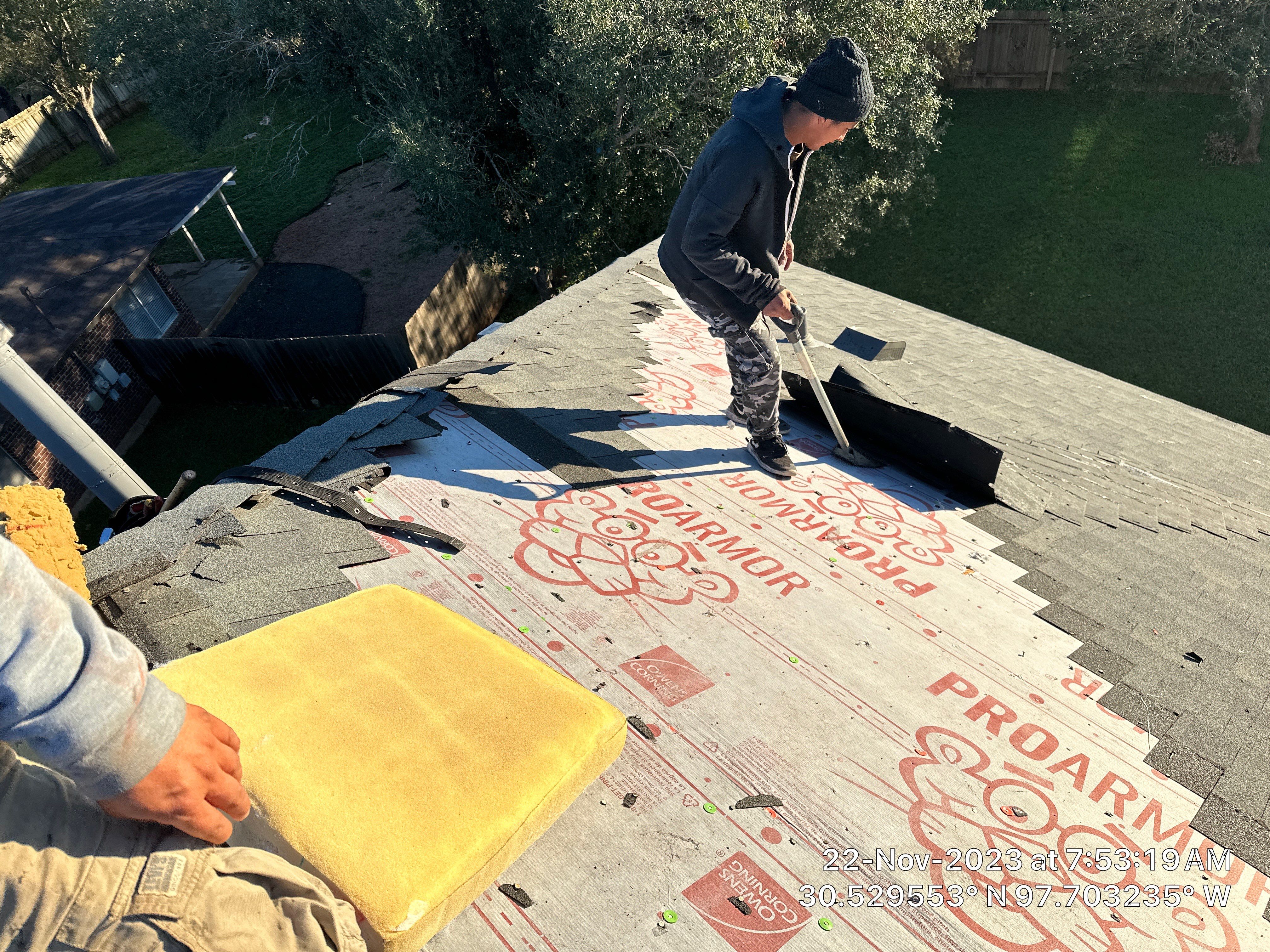 Architectural Shingle Roof Replacement and Decking Repair in Round Rock by Caliber Restoration LLC